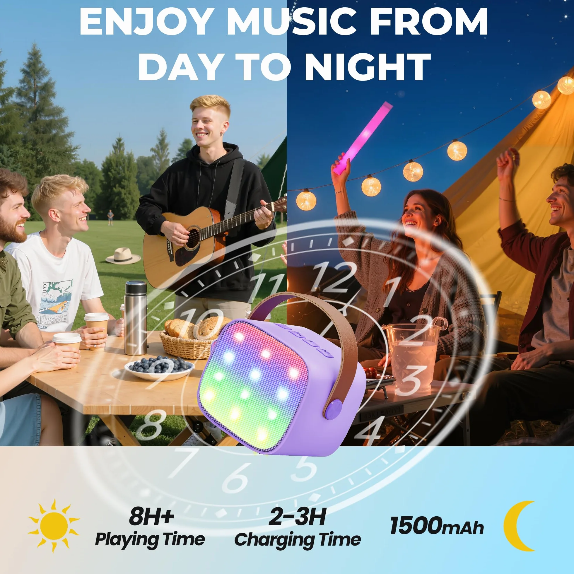 Ankuka urządzenie do karaoke z 1 mikrofonem bezprzewodowym dla dzieci, przenośny zestaw Bluetooth KTV, głośnik z efektami zmiany głosu i diodami LED, dla chłopców i dziewczynek, prezent na imprezę