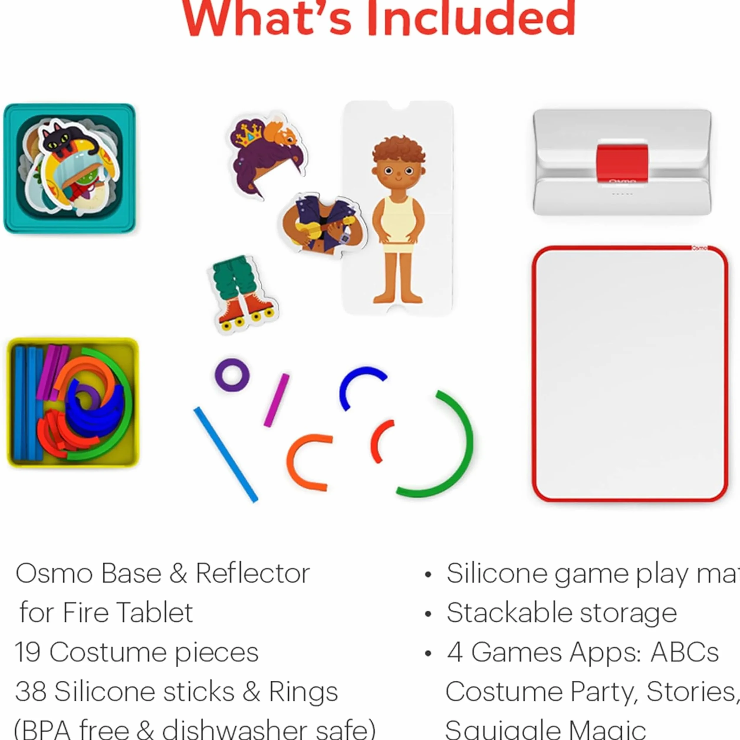 Osmo Zestaw startowy Little Genius do tabletu Fire - 4 edukacyjne gry edukacyjne - wiek przedszkolny - rozwiązywanie problemów i kreatywność - zabawka STEM (podstawa tabletu Osmo Fire w zestawie -