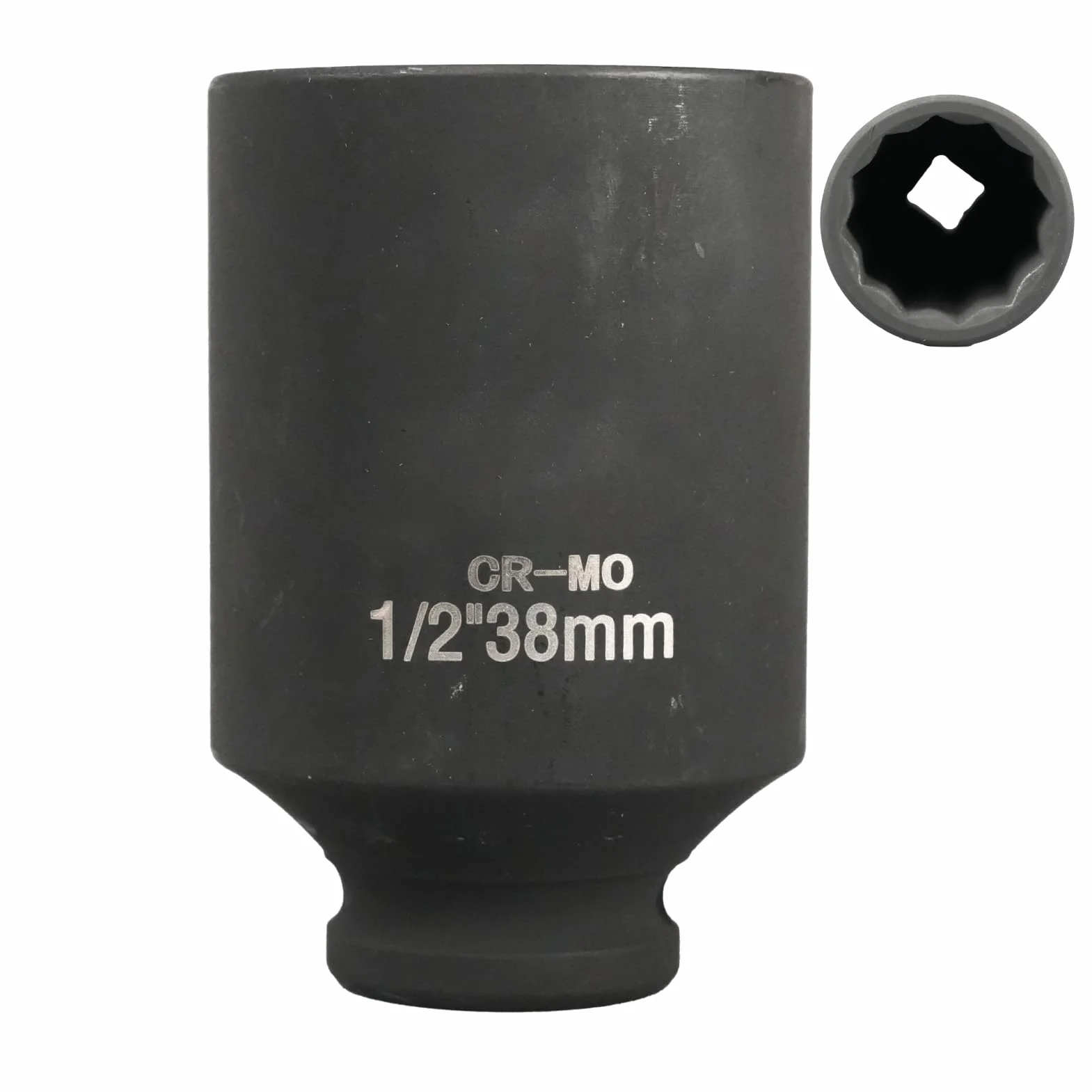Gniazdo 38mm 1/2" 12-kątowe, nasadka udarowa 1/2 38 mm stal chromowo-molibdenowa CR-MO(czarna)