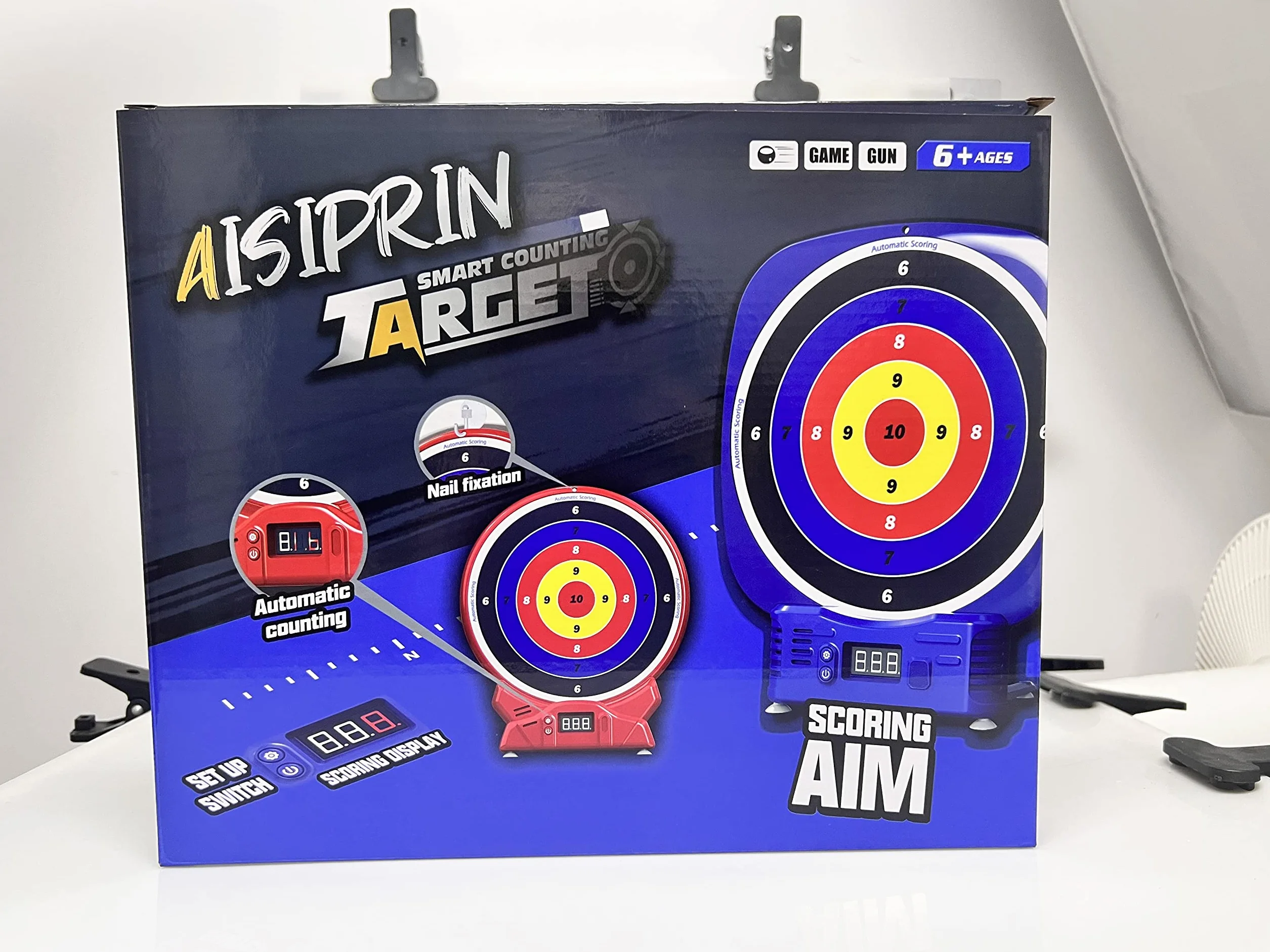 AISIPRIN Cyfrowa elektroniczna tarcza do darta do pistoletów Nerf