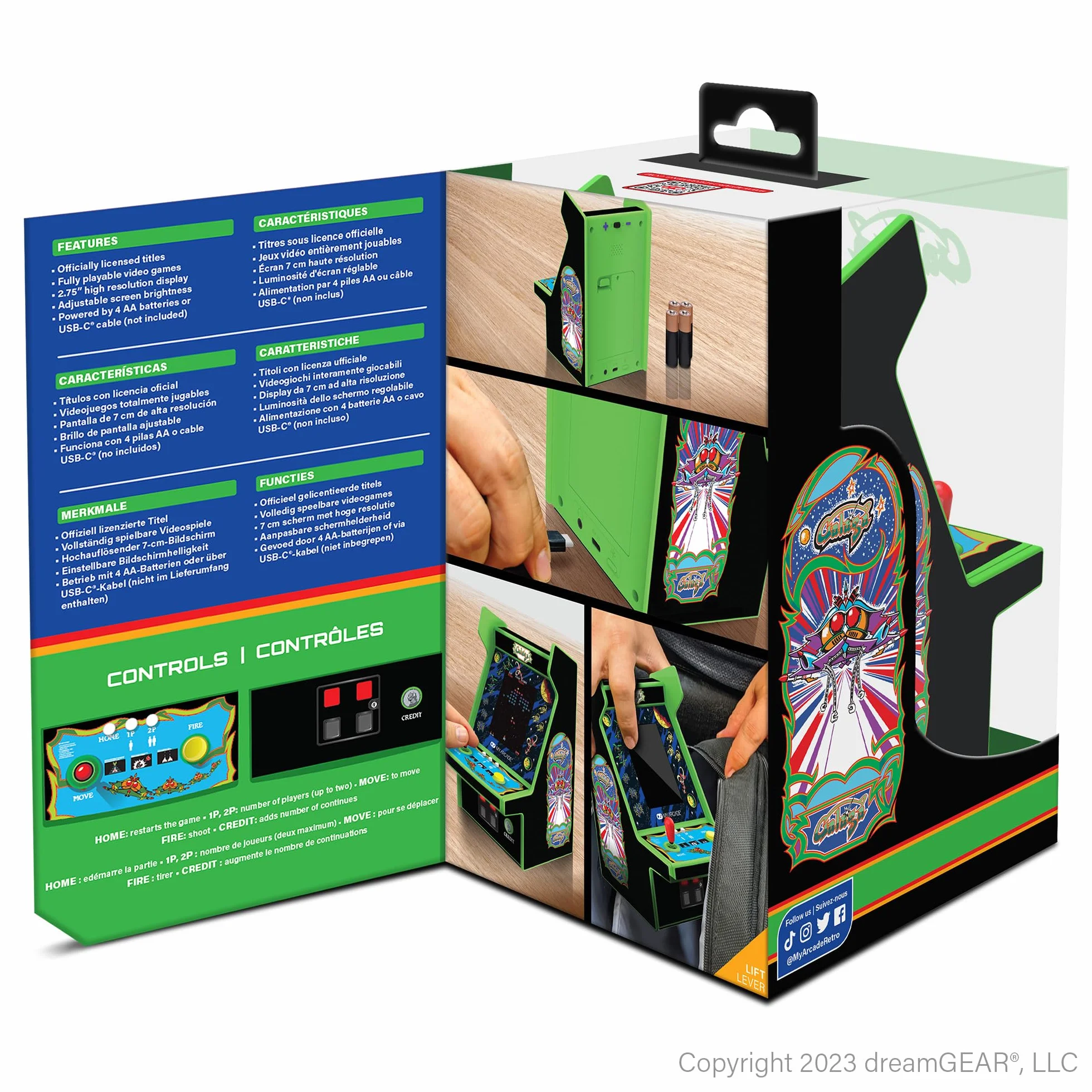 Micro Player PRO Galaga & Galaxian gra retro 7 cm ekran o wysokiej rozdzielczości