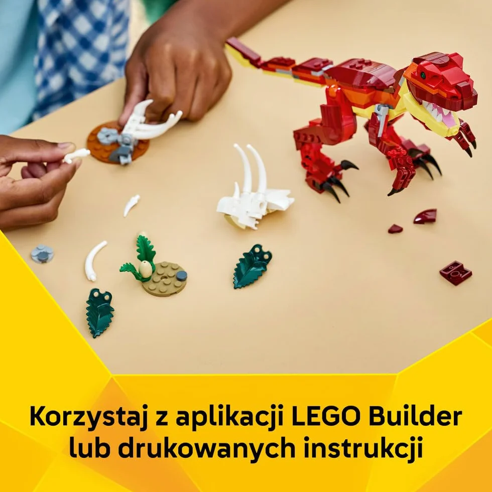 LEGO Creator 3 w 1 Groźny dinozaur, trzy opcje budowania: welociraptor, stegozaur lub pterozaur, zabawka konstrukcyjna dla chłopca i dziewczynki, prezent dla dzieci w wieku od 8 lat 31379
