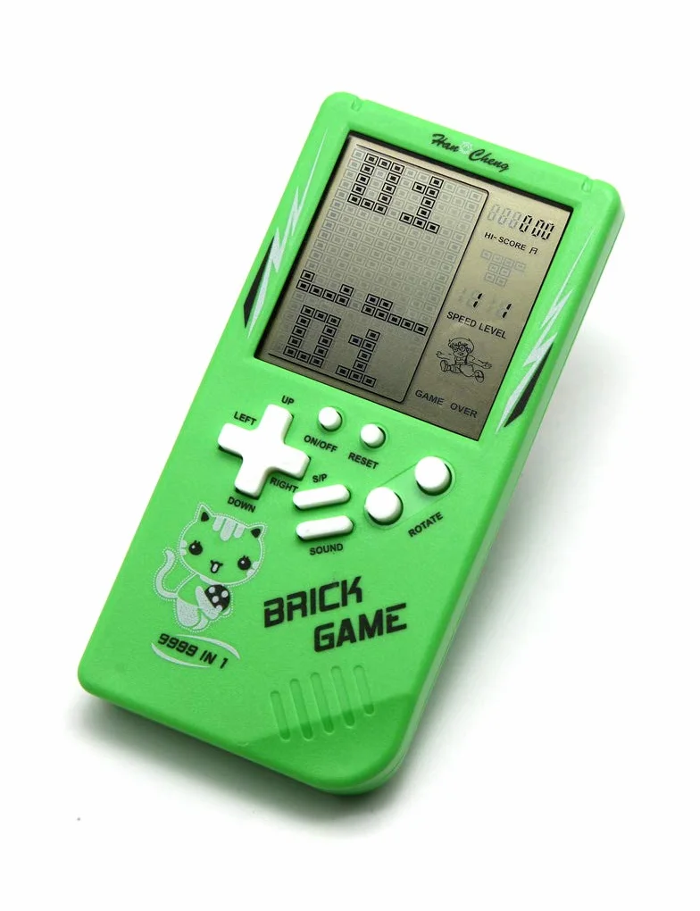 Retro konsola do gier z dużym ekranem 9999 w 1 czołg / wyścigi / strzelanie codzienna gra logiczna regulowana trudność i prędkość mała i łatwa do przenoszenia najlepsze prezenty (zielona)