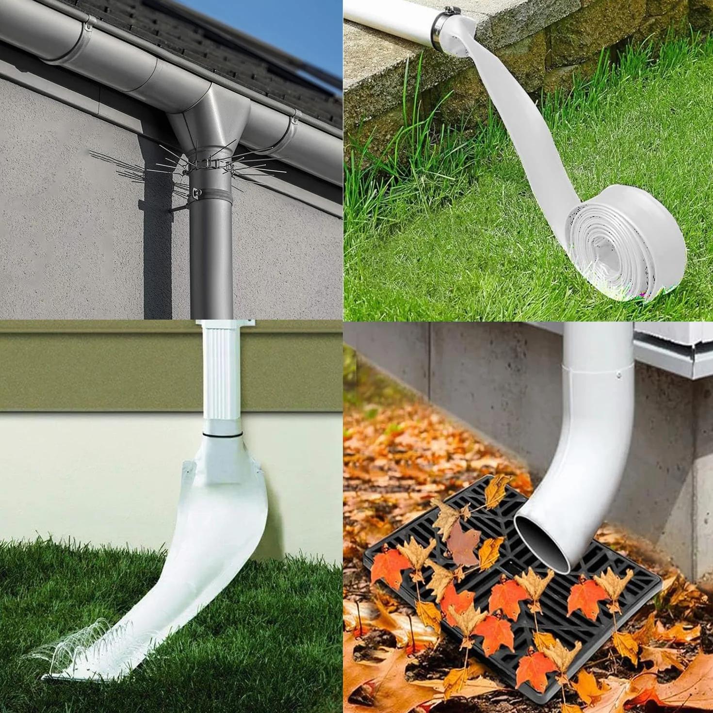 Rura spustowa rynny deszczowej 20 cm x 10 m Rura rynnowa z 4 opaskami kablowymi do rynny deszczowej rury deszczowej rynny do połączeń rurowych(10 M)