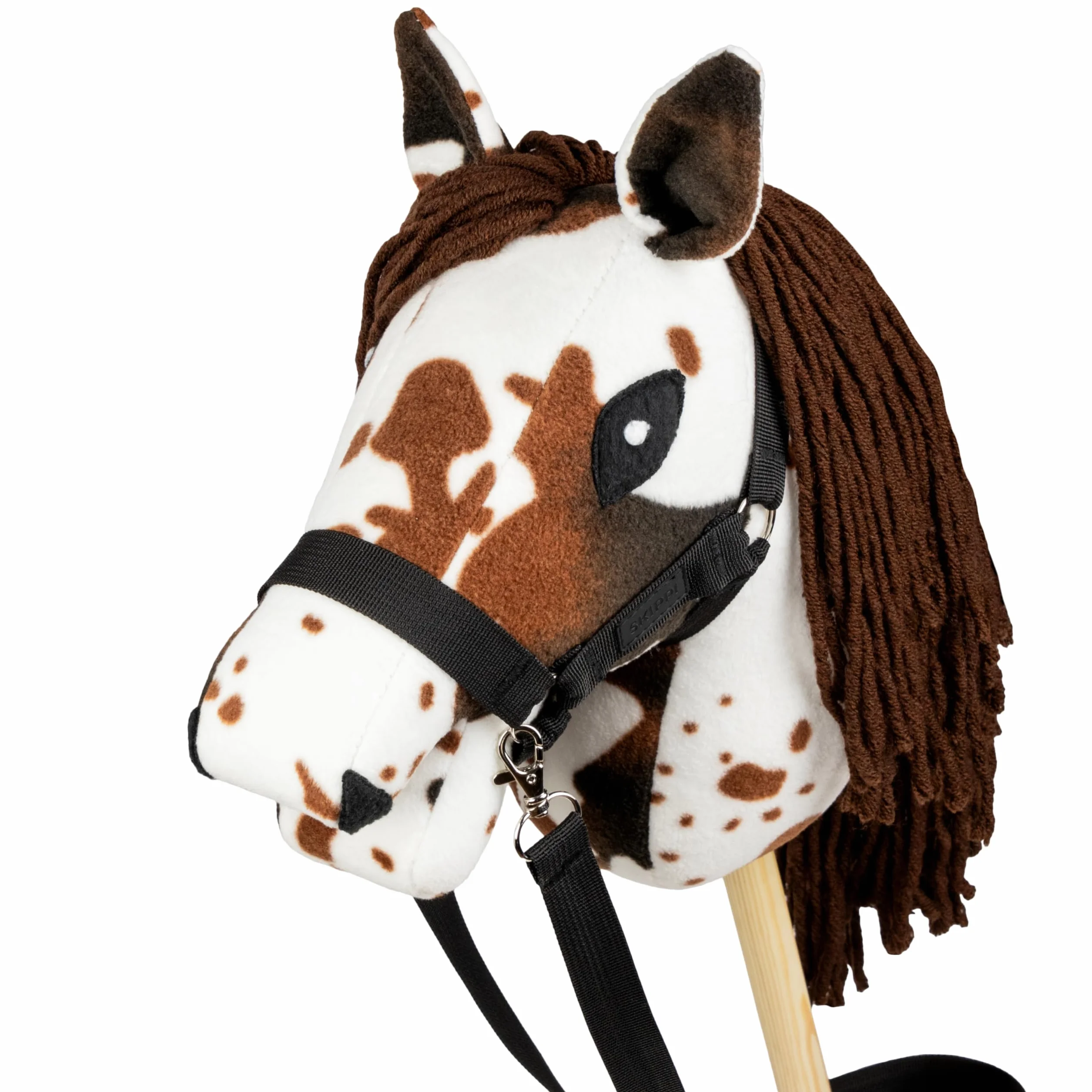 SKIPPI Hobby Horse Gniado-srokaty, A5, Kantar i Wodze w Zestawie, Łaciaty biało-brązowy Koń na Kiju