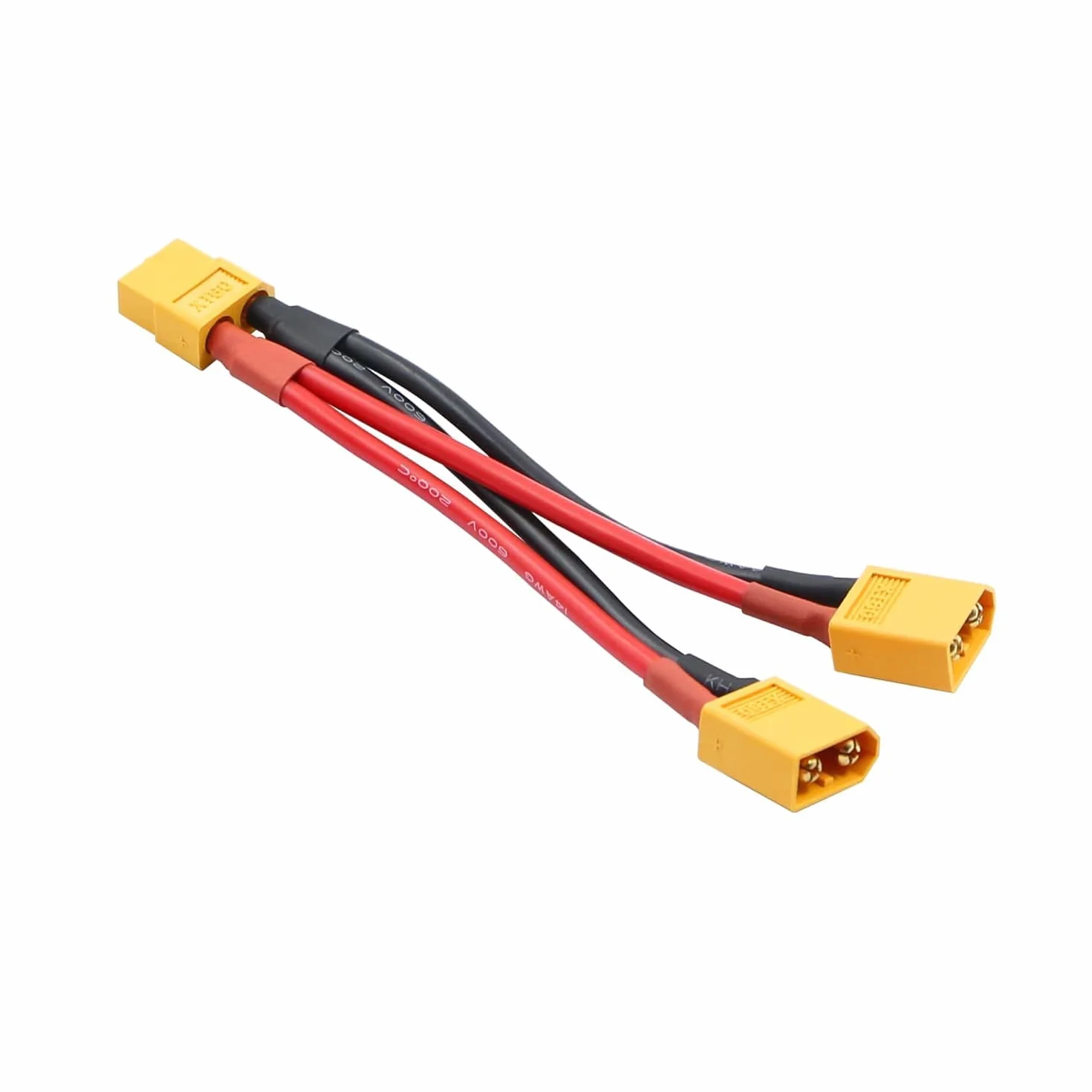 XT60 adapter złącza akumulatora równoległego Dual Extension XT60 Y Splitter 1 męski na 2 żeński kabel 14 AWG do helikoptera w trybie RC Quadcopter (1 żeński do 2 męski (2 sztuki)