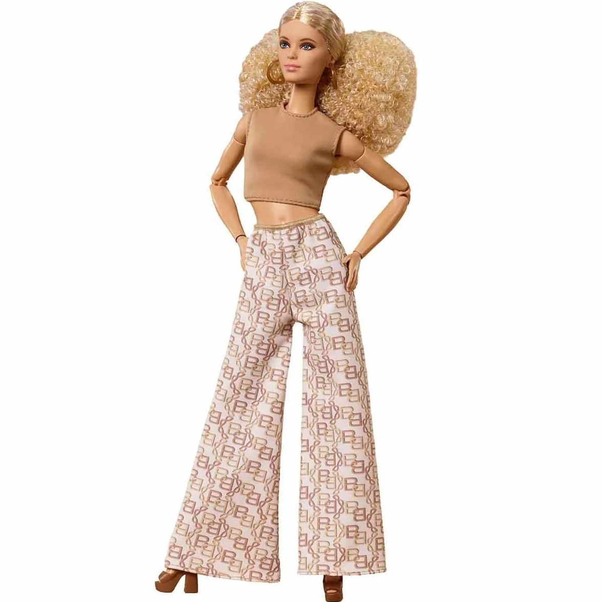 Barbie Basics Model 07 Kolekcjonerska lalka modowa blondynka, białe spodnie ze złotym nadrukiem Zabawka 6+ JJX26