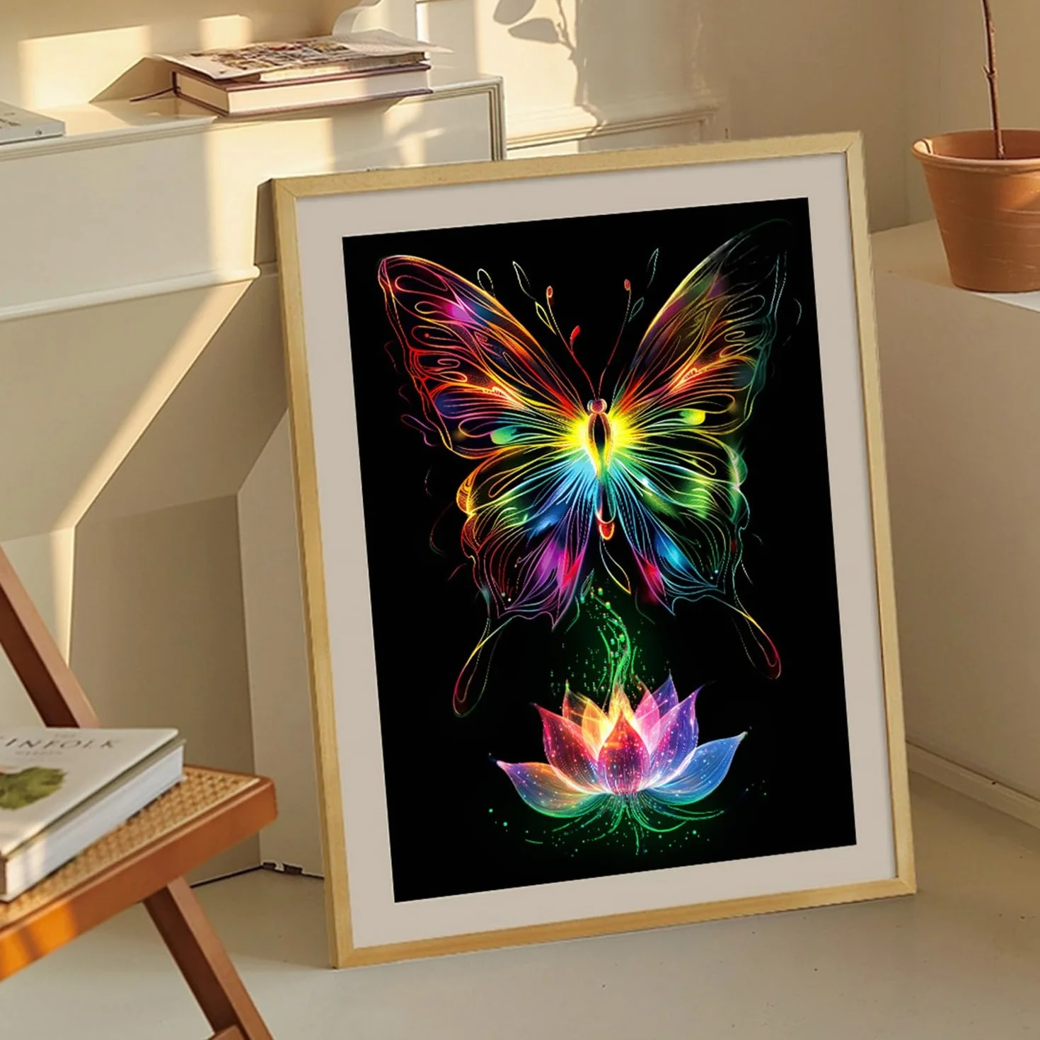 Georgie Porgy Zestaw obrazków do zdrapywania dla dzieci i dorosłych, Magic Rainbow A4, papier do zdrapywania na Boże Narodzenie, urodziny, z zestawem narzędzi do zdrapywania (świecący w nocy motyl +