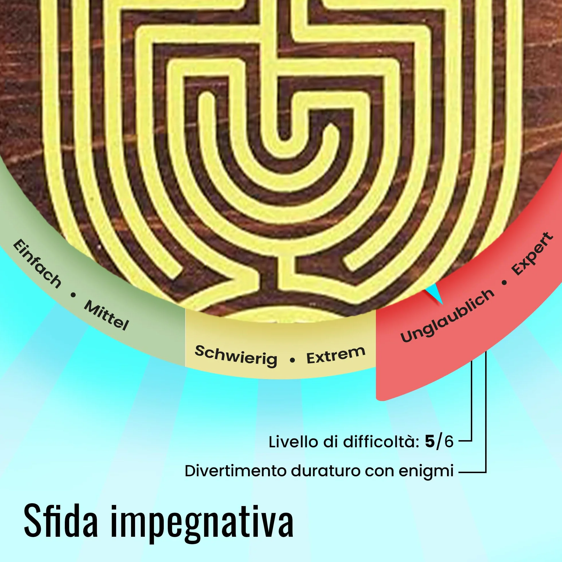 Logica Puzzles Art. Szkatułka Labiryntu - Sekretne Drewniane Pudełko - Trudność 5/6 Niesamowita - Kolekcja Leonardo da Vinci