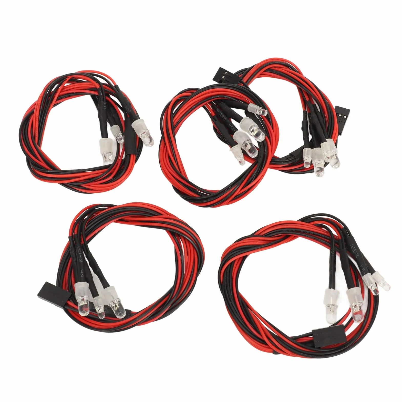 5 szt. Światła LED do Samochodu RC, Zestaw Oświetlenia RC Jasność Światła LED do Samochodu RC 2 Białe światło 5 Mm Koraliki do Lampy 2 Czerwone światło 3 Mm Koraliki do Lampy