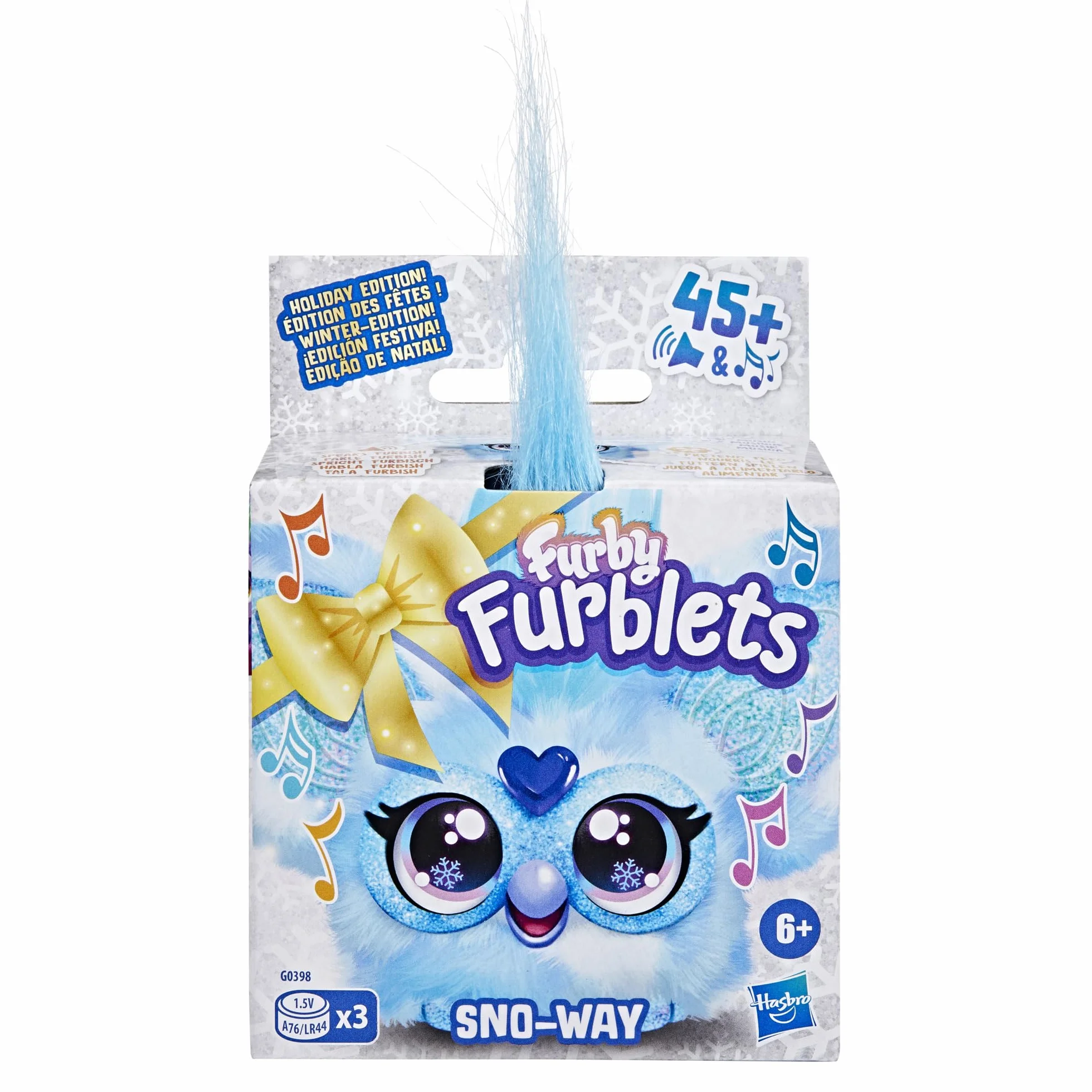 Furby Furblets SNO-Way Holiday Edition Mini Friend, ponad 45 dźwięków, świąteczna muzyka, gadanie tylko meble, elektroniczne pluszowe zabawki dla dziewcząt i chłopców, interaktywne zwierzaki,