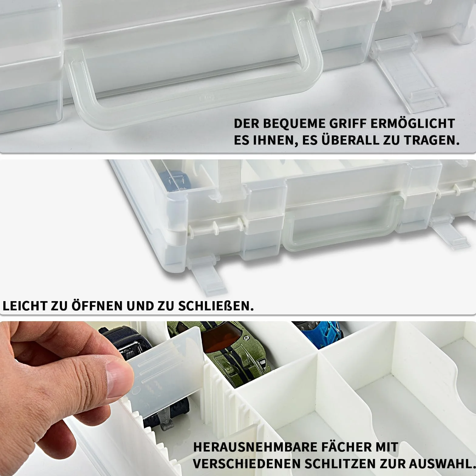 Xuerdon Walizka do przechowywania zabawek do samochodu Matchbox Cars. Holder pojemnik torba na lalki niespodzianka LOL/na zakupy z 48 przegródkami, dwustronna, biała (tylko pudełko)