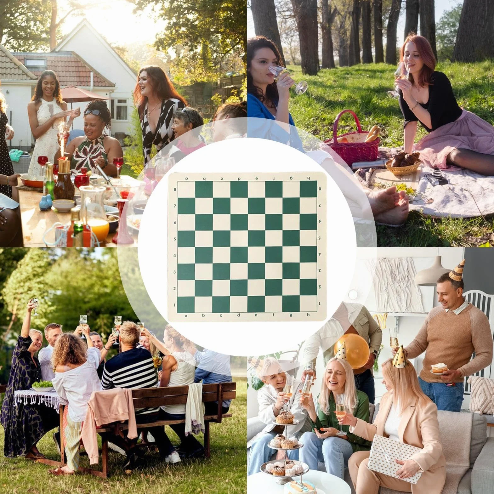 Generisch Tournament Chess Mat – składana deska do szachowania | 40 x 35 cm, zwijana płyta winylowa z lekką konstrukcją, przenośna deska do gry w podróż, na chessboard i warcaby