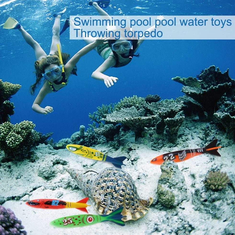 4 sztuki Torpedo Toys, Zabawki wodne Nurkowanie Zabawki do nurkowania Basen Toypedo Bandits Podwodne zabawki do nurkowania