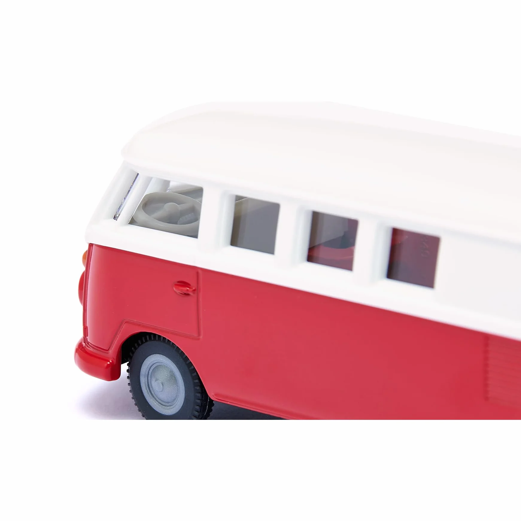 Siku 2361, VW T1 Bus, Zabawkowy samochód, 1:50, Metal/tworzywo sztuczne, Czerwony/biały, Otwierane drzwi, Zaczep przyczepy, Wiernie odwzorowane koła