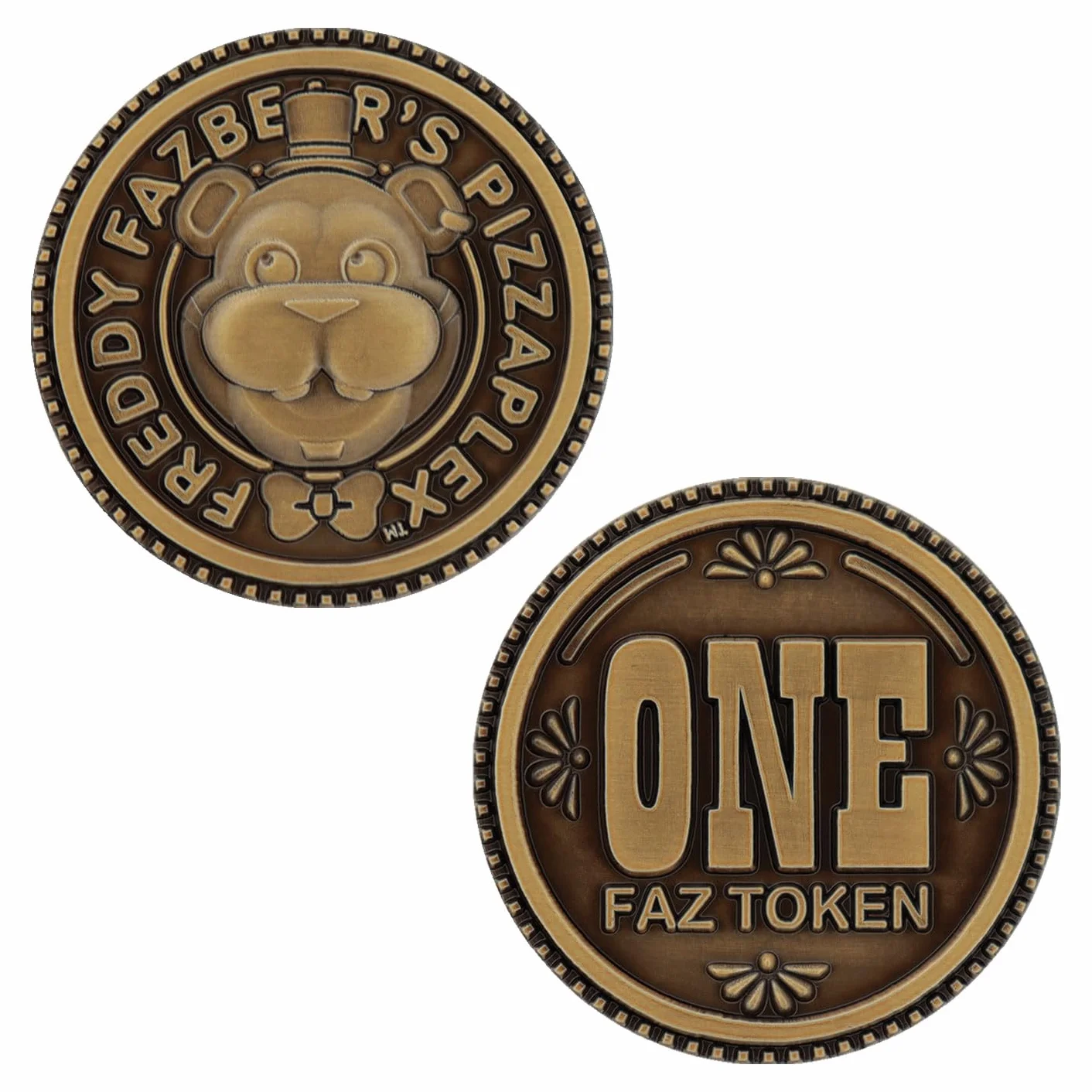 FaNaTtik Five Nights at Freddy's One Faz Token kolekcjonerska moneta - oficjalnie licencjonowany produkt z limitowanej edycji - średnica 38 mm - replika FNAF Pizzeria Simulator (9 995 na całym świecie