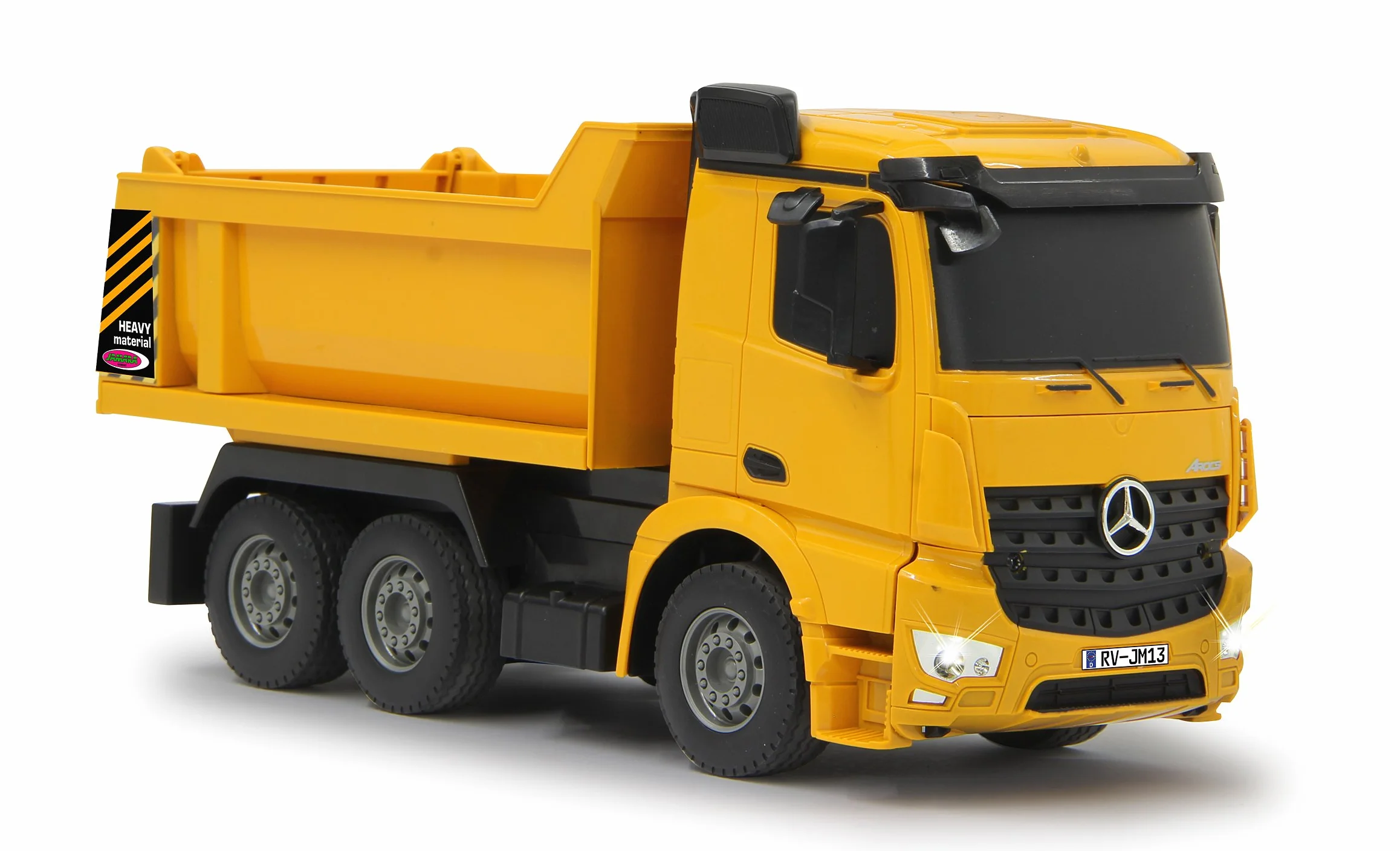 JAMARA 405108 – wywrotka Mercedes Arocs 1:26 2,4 G – wgłębienie uchylne w górę/w dół, światło z przodu, profilowane gumowe opony