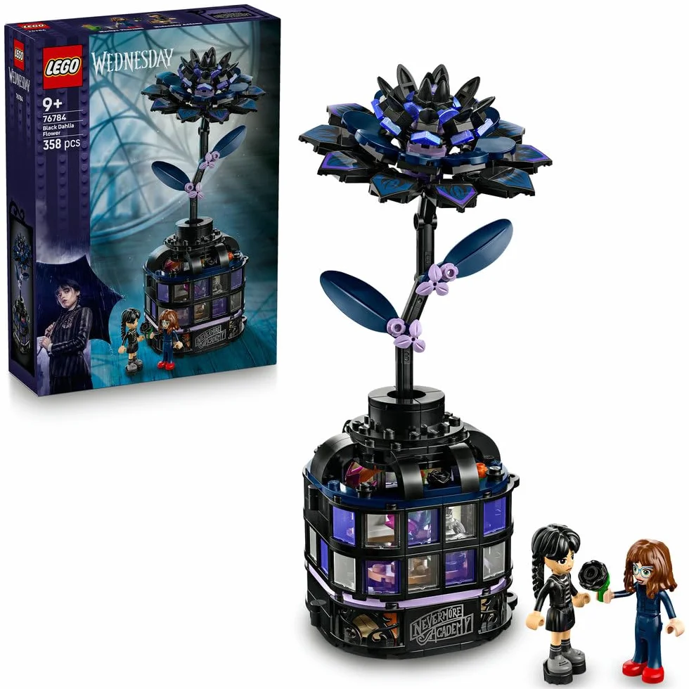 LEGO Wednesday Kwiat czarnej dalii zestaw z małą szklarnią i minilaleczkami 76784 dla dzieci od 9 lat