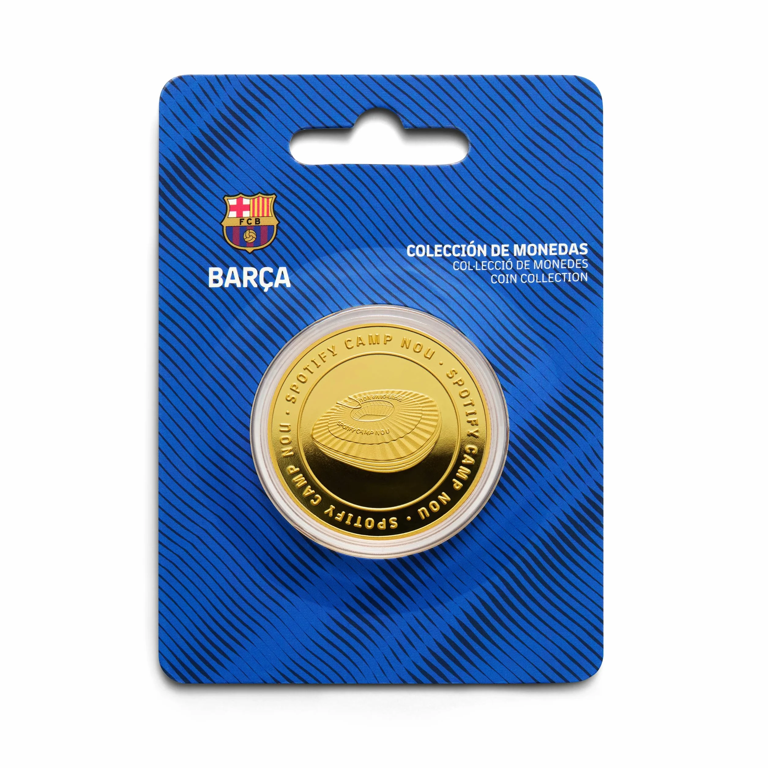 FC Barcelona Oficjalna Moneta Kolekcjonerska 2025-26, Złote Wykończenie, 40 mm, Grawer Stadionowy Spotify Camp Nou