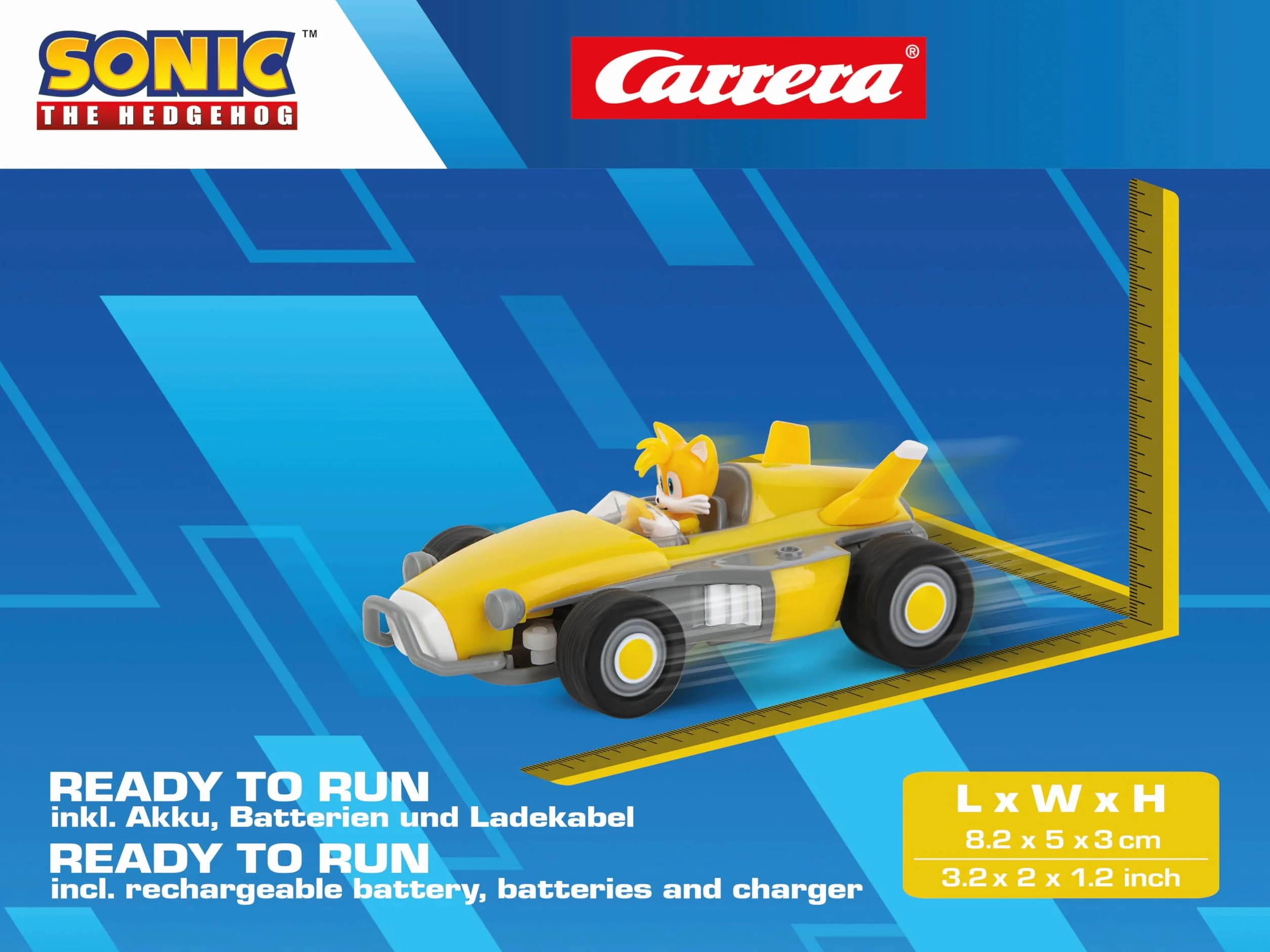 Carrera 370430023 Carrera RC Team Sonic Racing Mini RC 1:43 zdalnie sterowany pojazd oficjalnie licencjonowany autentyczne wzornictwo Sonic Jeż wierne odwzorowanie
