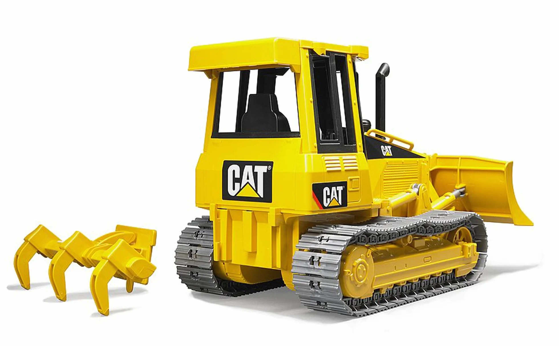 bruder 02443 - Spycharka gąsienicowa Cat z tylnym adapterem - 1:16 Pojazd budowlany, Plac budowy, Maszyna budowlana, Spycharka, Zabawka