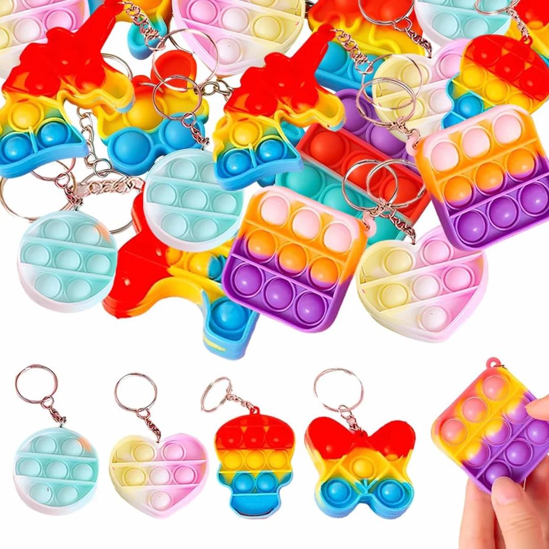 20 sztuk popowych breloków, Mini Fidget Toys, opakowanie zbiorcze, upominki dla dzieci w wieku 4-8 lat, 8-12 lat, gadżety do napełniania nagród w klasie