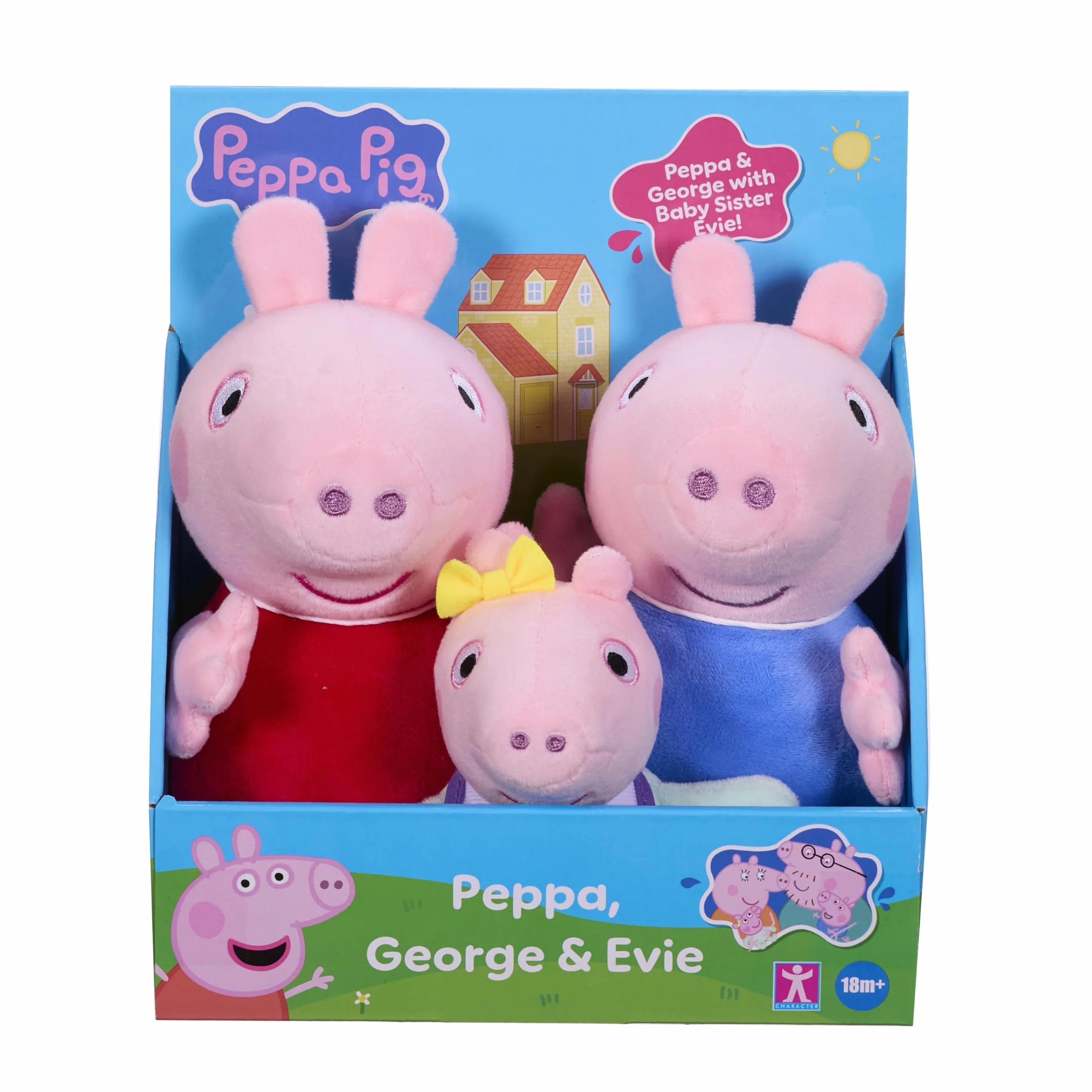 Peppa Pig 3-Pack Plsuhies - Peppa with Little Brother George and Baby Sister Evie - Stuffed Animal Pre-school Toys