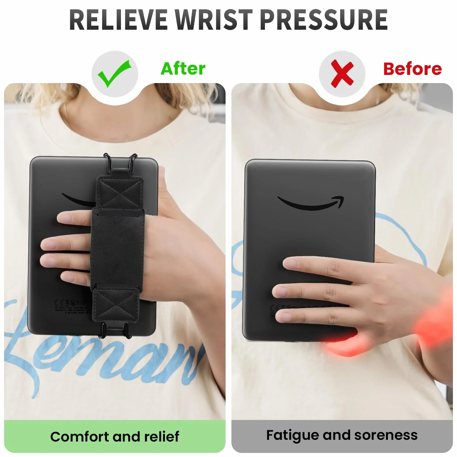 MoKo 2 Pack Security Hand Strap for 6-8" Kindle eReaders Fire Tablet, High-Elasticity Versatile Finger Grip Holder