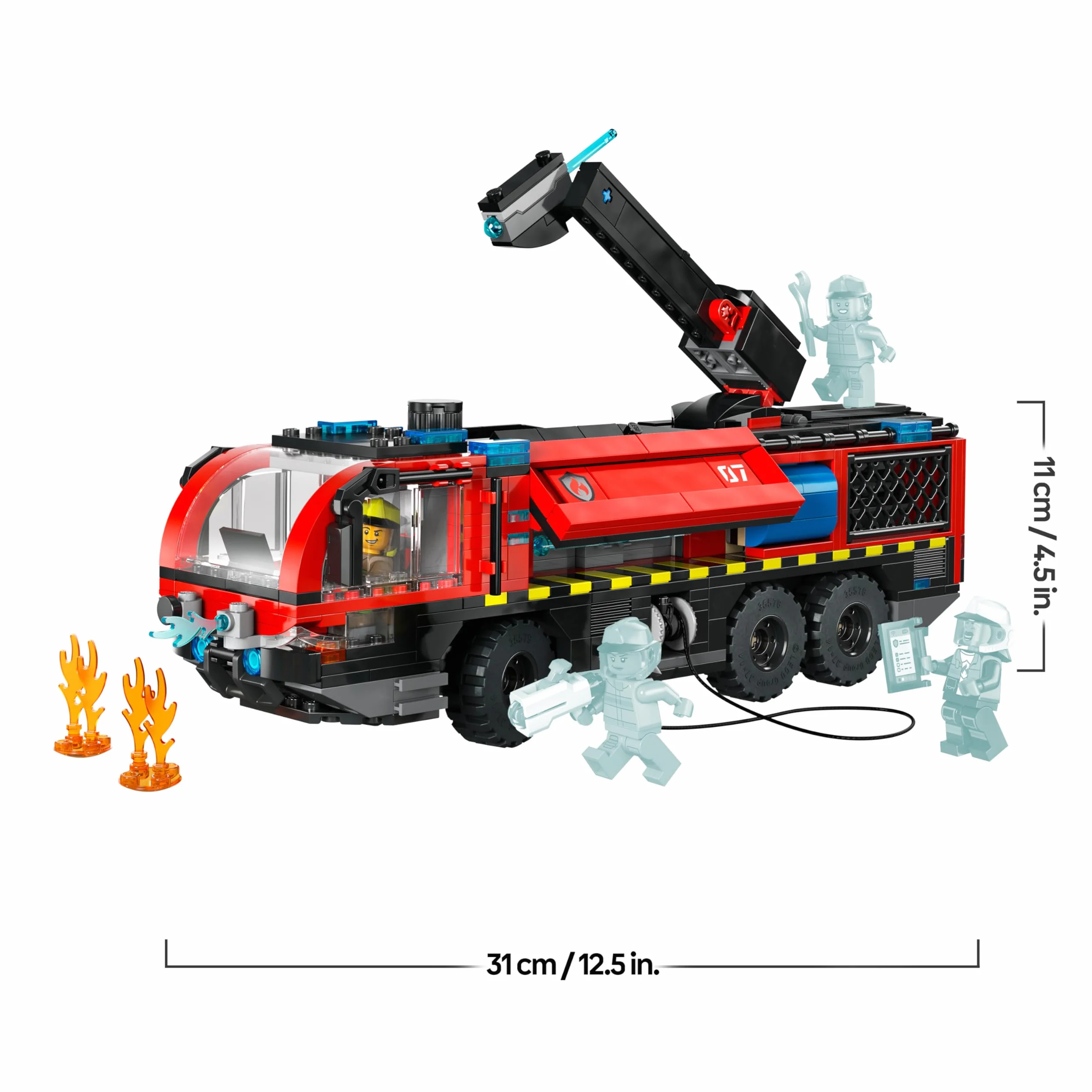 LEGO City Lotniskowy wóz strażacki, zabawka dla dzieci od 7 lat, klocki konstrukcyjne z pojazdem ratunkowym i czterema minifigurkami, prezent dla 7-latka, dla chłopca i dziewczynki na urodziny 60499