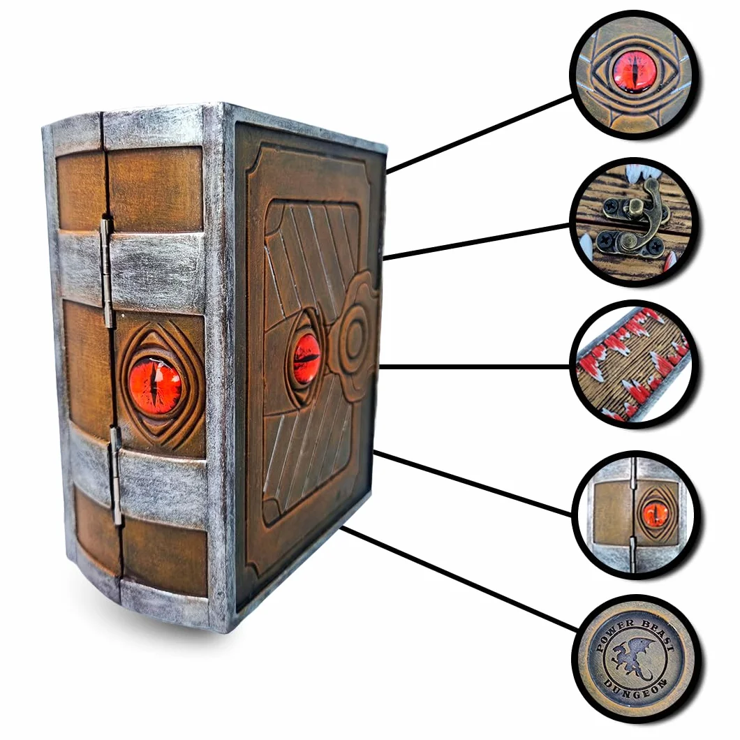 Dungeon Mimic Book, Mimic Chest, książka Mimic Chest, książka z przechowywaniem w kostce, odgrywanie ról, kostka, mata w kształcie lochów i smoków, D&D