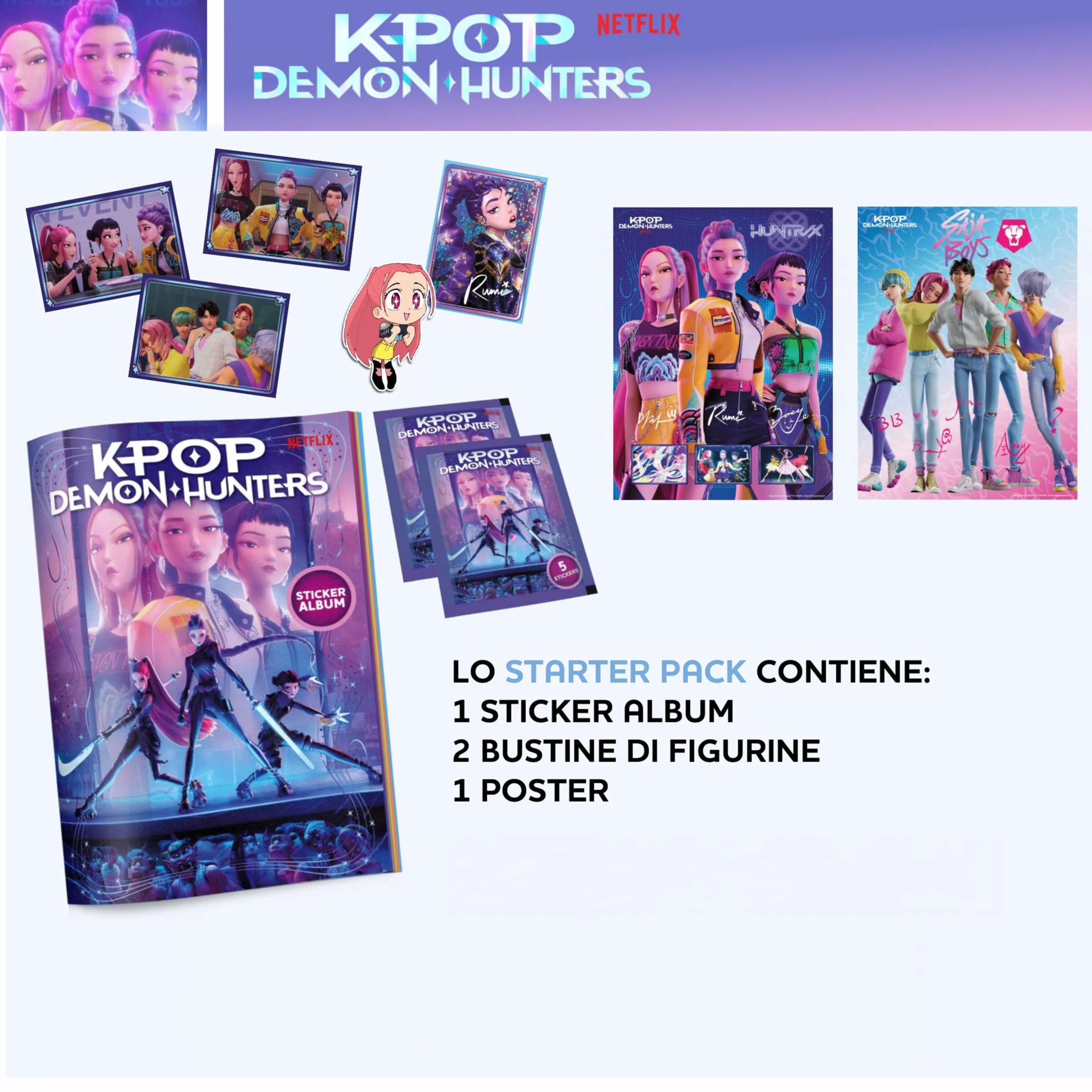 KPOP DEMON HUNTERS Album z 2 torebkami + bezpłatny plakat, pakiet startowy, naklejki biurowe Netflix