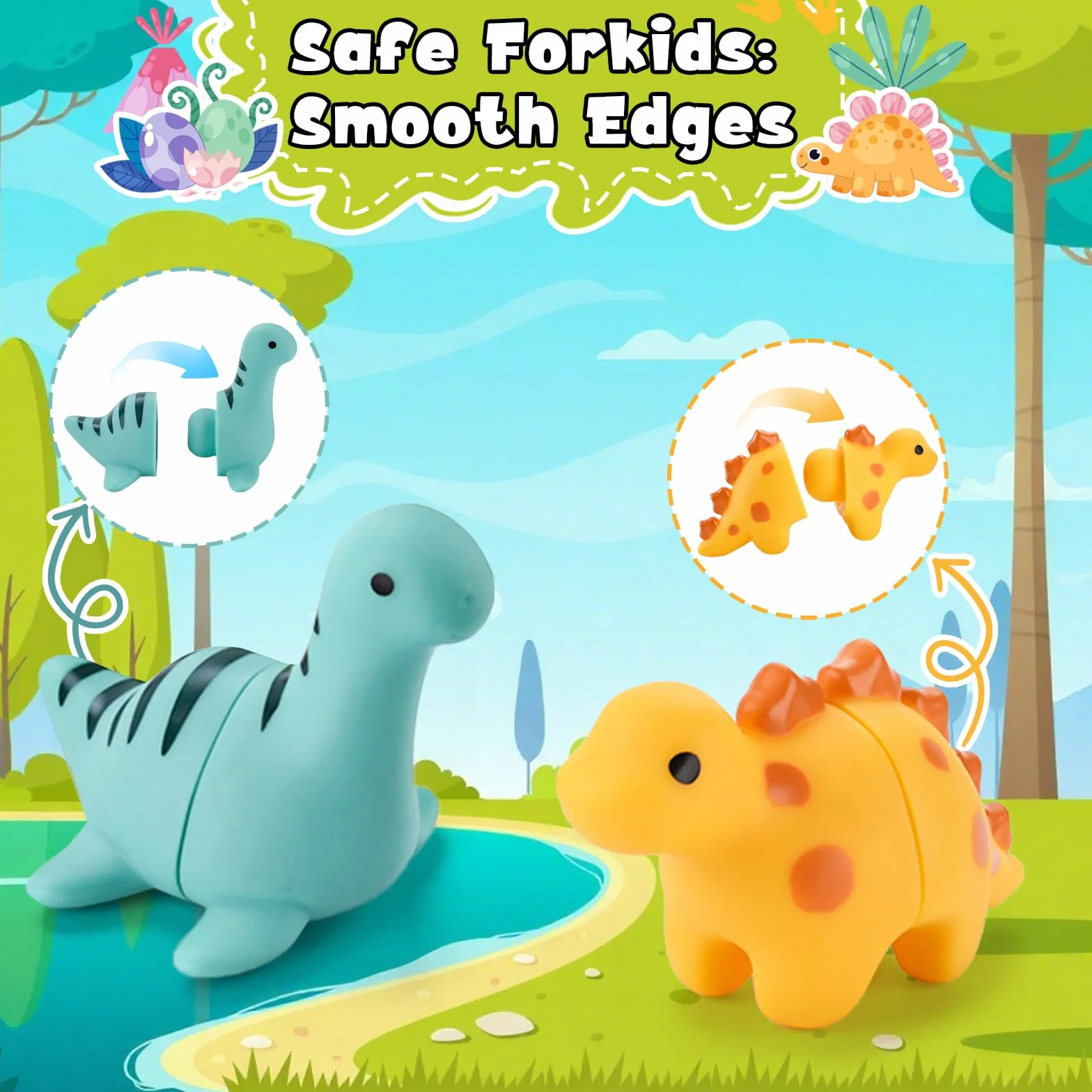 JOYBOY Montessori zabawka edukacyjna z 10 dinozaurami, różne kolory i układanie w stos dla dzieci od 1,2,3 roku, zabawka motoryczna do wspierania motoryki precyzyjnej, chłopców i dziewczynek