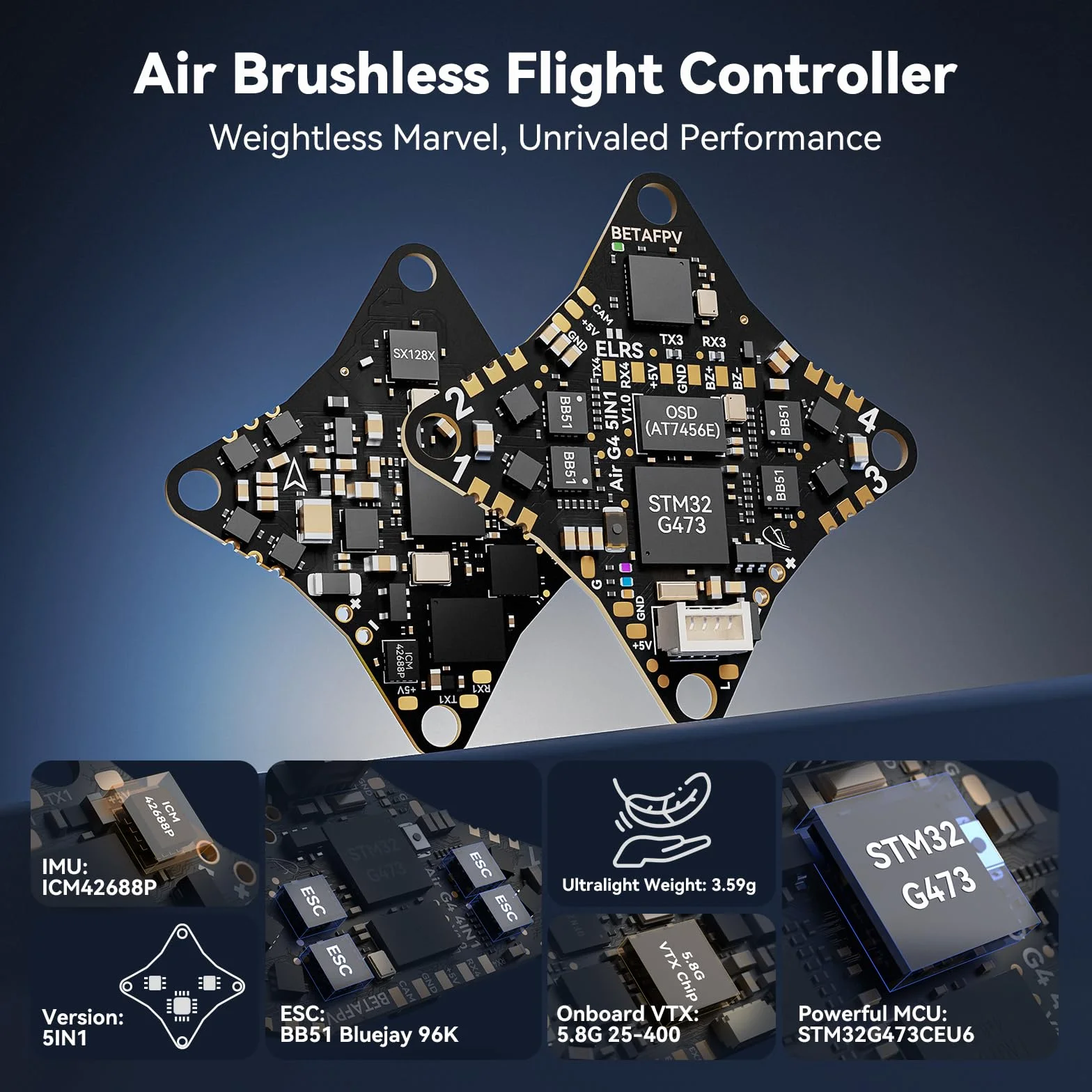 BETAFPV Air65 bezszczotkowy whoop Quadcopter, 1S ultralekki 65 mm mikro RC dron z G473 5IN1 Air Brushless FC ELRS-odbiornik, kamera C03 FPV, silniki 0702SE II 23000KV, do FPV Quad Outdoor Freestyle