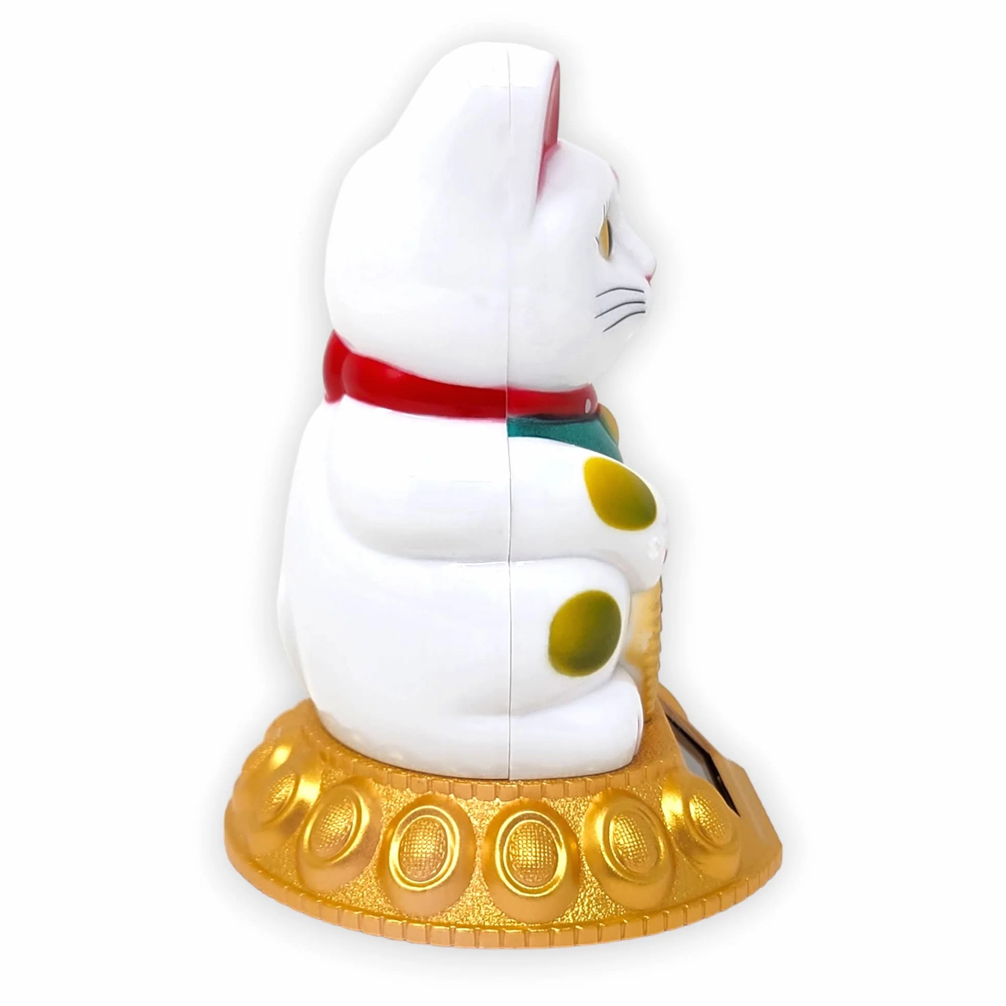 Starlet24® Machająca kotka szczęścia Winkekatze Lucky Cat Maneki-Neko Machająca japońska Maneki-Neko (Biały z ogniwami słonecznymi, 12 cm)
