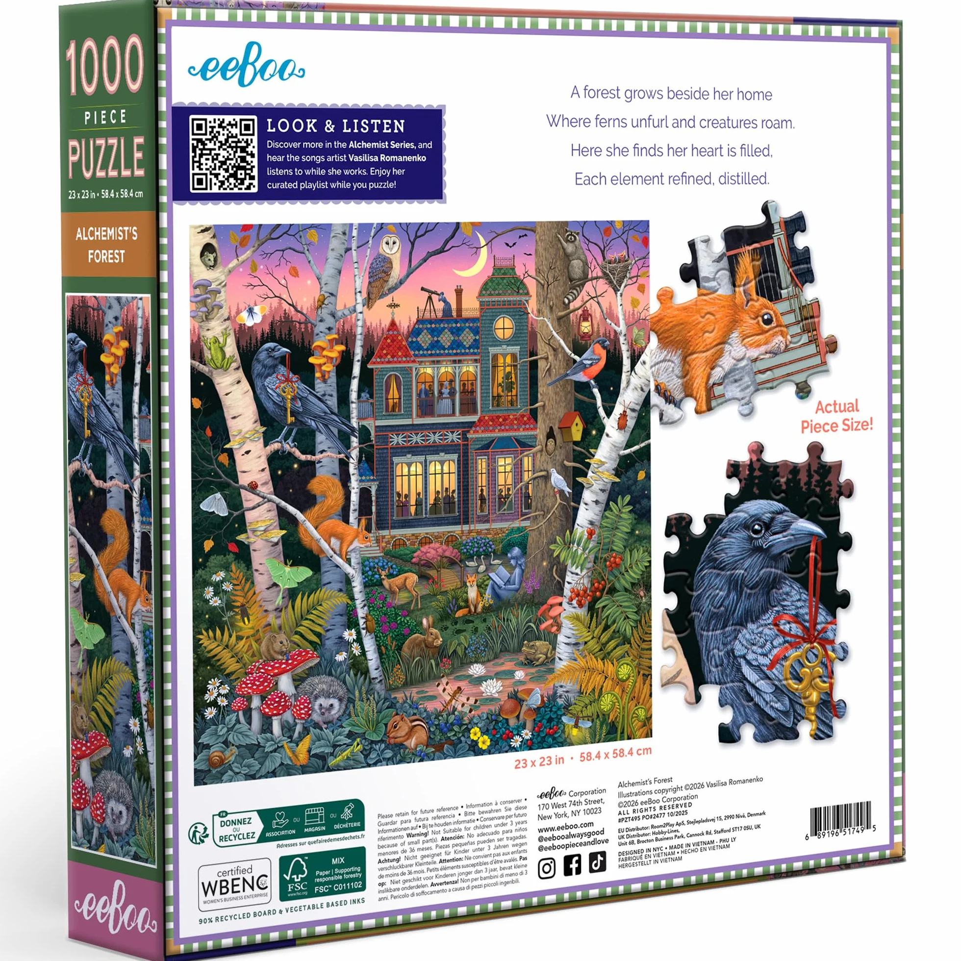 Eeboo Puzzle 1000 elementów Las Alchemika - puzzle dla dorosłych 1000 elementów z kartonu - wymiary puzzli 58,4 cm x 58,4 cm