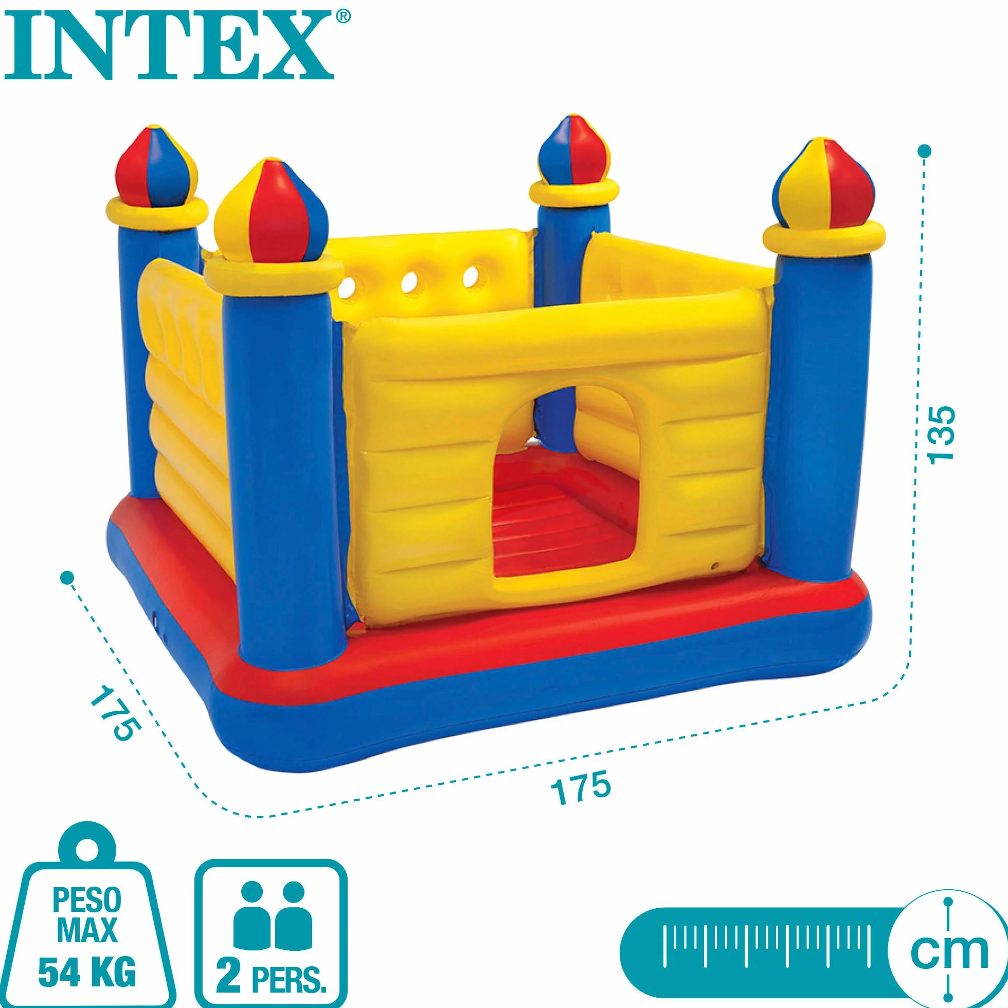 Intex 48259NP Jump-O-Lene Castle Bouncer nadmuchiwany zamek dmuchany, 175 x 175 x 135 cm