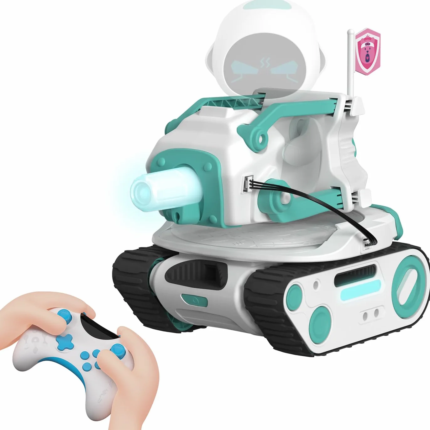 Panxer – czołg bojowy RC do robota Eilik, zabawki samochodowe z oświetleniem LED i pilotem zdalnego sterowania 2,4 GHz, tryb jednoosobowy i wieloosobowy, prezenty dla chłopców i dziewcząt, Eilik nie
