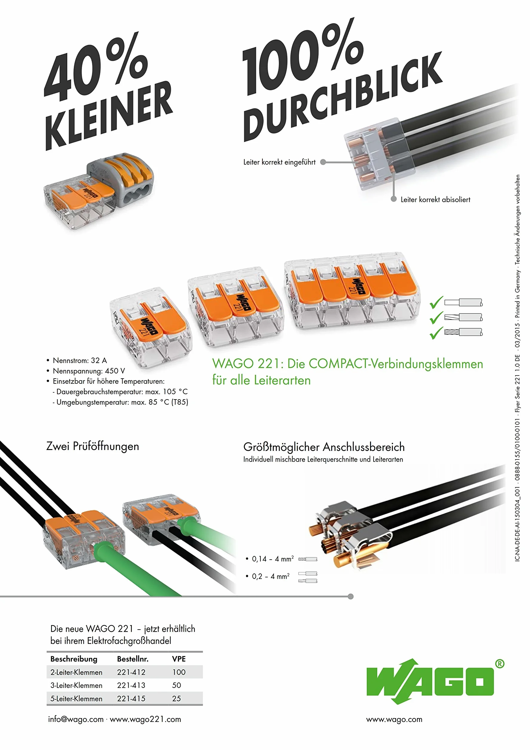Wago Zacisk łączący dźwignię 5 x 0,2-4 mm², opakowanie 10 sztuk, BLV221415