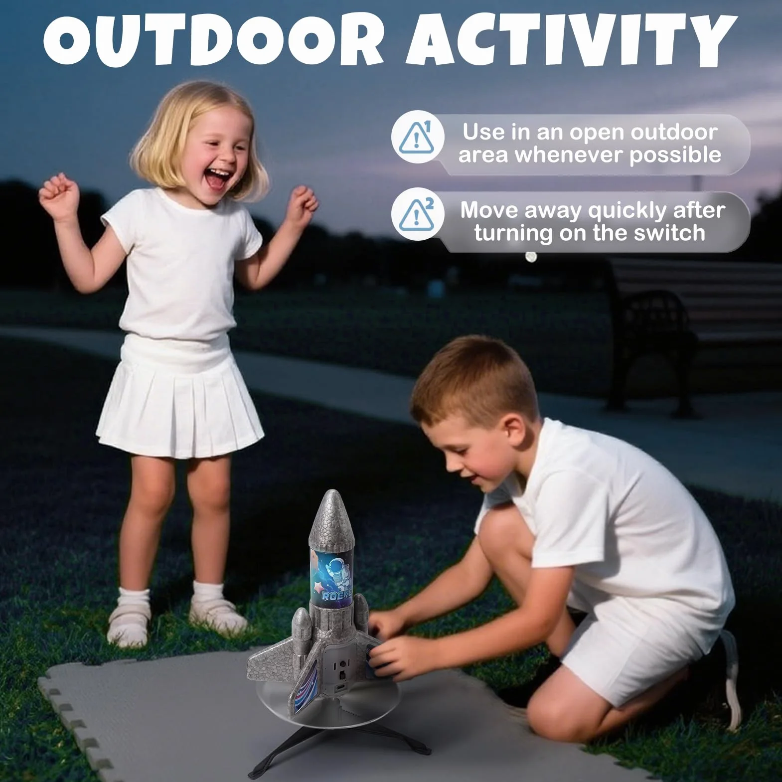 Dreamon Rakieta dla dzieci ze spadochronem LED, zmotoryzowana rakieta, zabawka outdoorowa, prezent dla dzieci w wieku 6, 7, 8, 9 lat