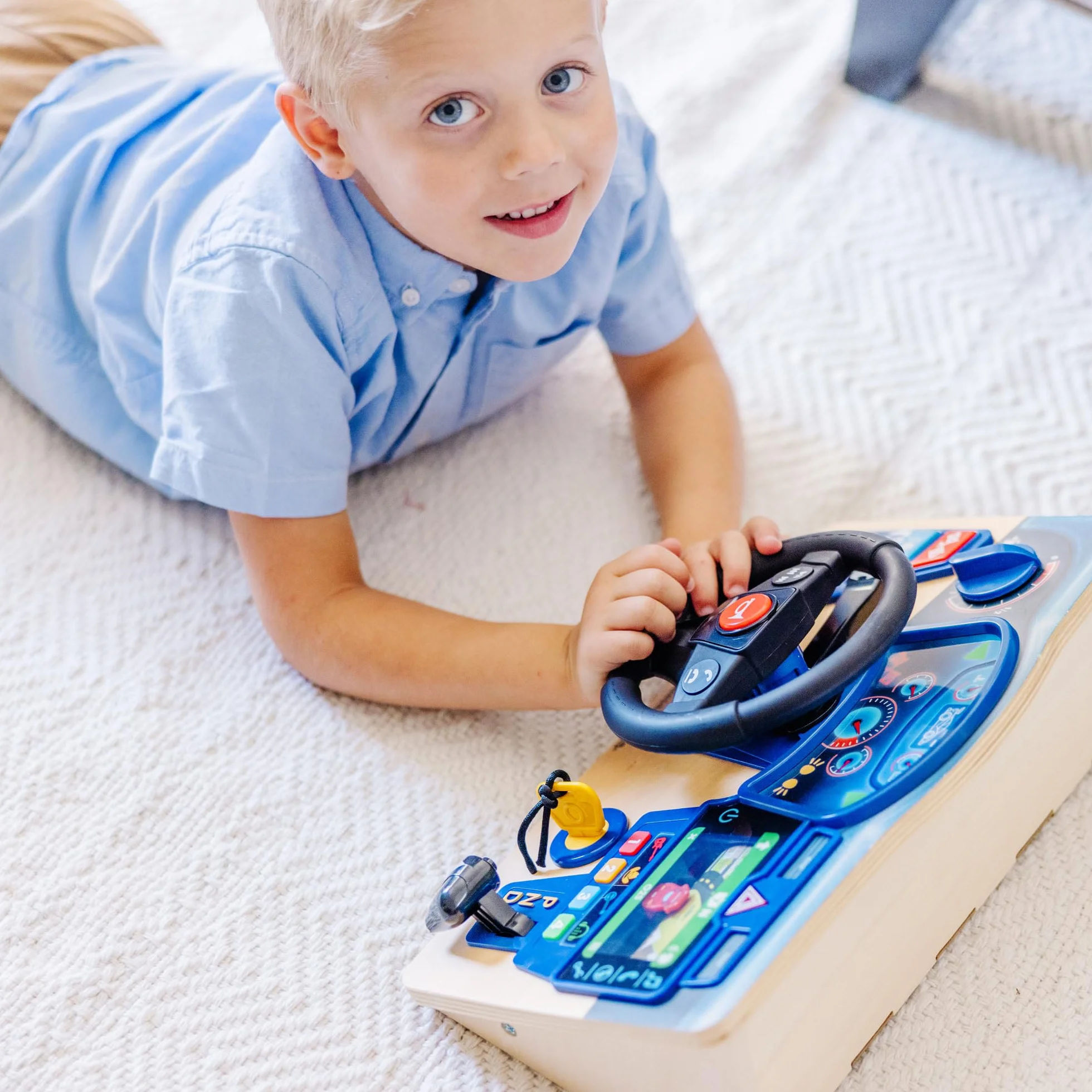Melissa & Doug Vroom & Zoom – drewniana deska rozdzielcza Zabawa imaginacyjna 3+ Prezent dla chłopca lub dziewczynki