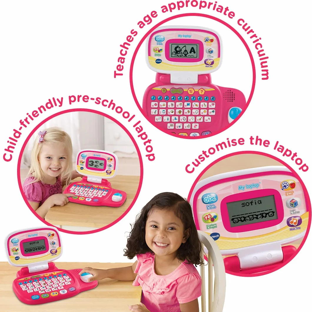 VTech Interaktywna edukacyjna zabawka komputerowa dla dzieci w wieku przedszkolnym z 30 aktywnościami, odpowiednia dla dzieci w wieku 3, 4, 5+ lat, chłopców i dziewcząt, różowa, wersja angielska