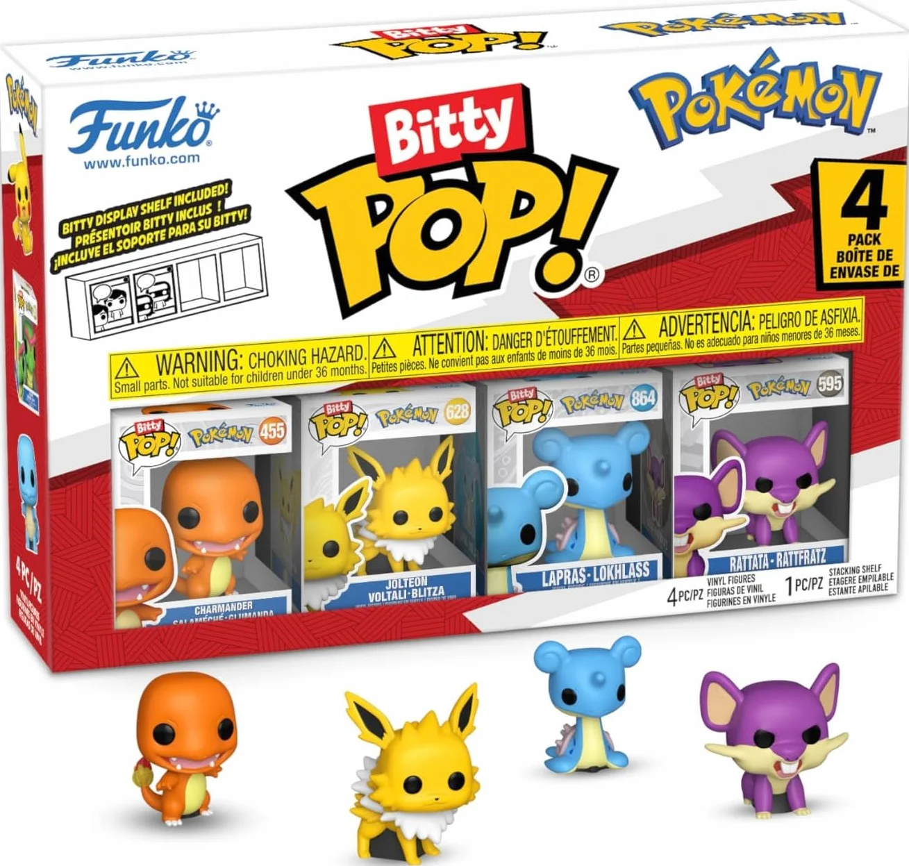 Funko Bitty Pop! Pokemon - Charmander - 4-pak - 0,9 cala (2,2 cm) kolekcjonerski - półka ekspozycyjna do układania w stos w zestawie - pomysł na prezent - torba imprezowa