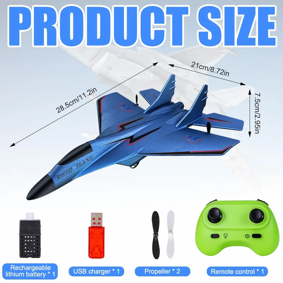 RC samolot 2CH, 2,4 GHz, zdalnie sterowany samolot, zabawka styropianowa ze światłem LED, zdalnie sterowany samolot z pilotem zdalnego sterowania i ładowaniem USB, samolot RC dla dorosłych
