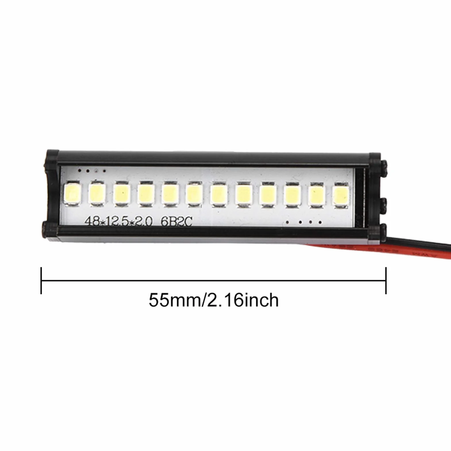 GEBY RC LED Light Bar, 55mm RC Crawler LED Light Bar LED Lampa 1:10 RC Car Część dla 90046 90048 SCX10