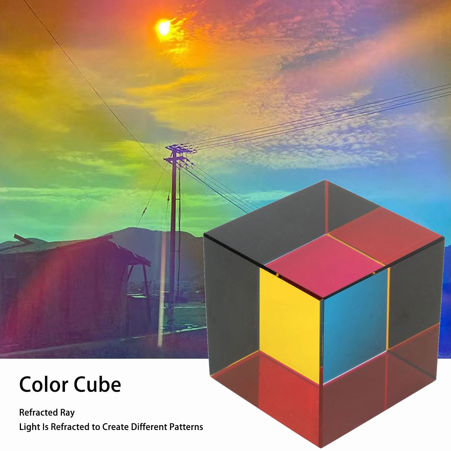 Kolorowa Kostka, Zabawki Fizyczne Tesseract Cube Szklana 6 Stron z lekkością do Ozdób na Stole (50MM)