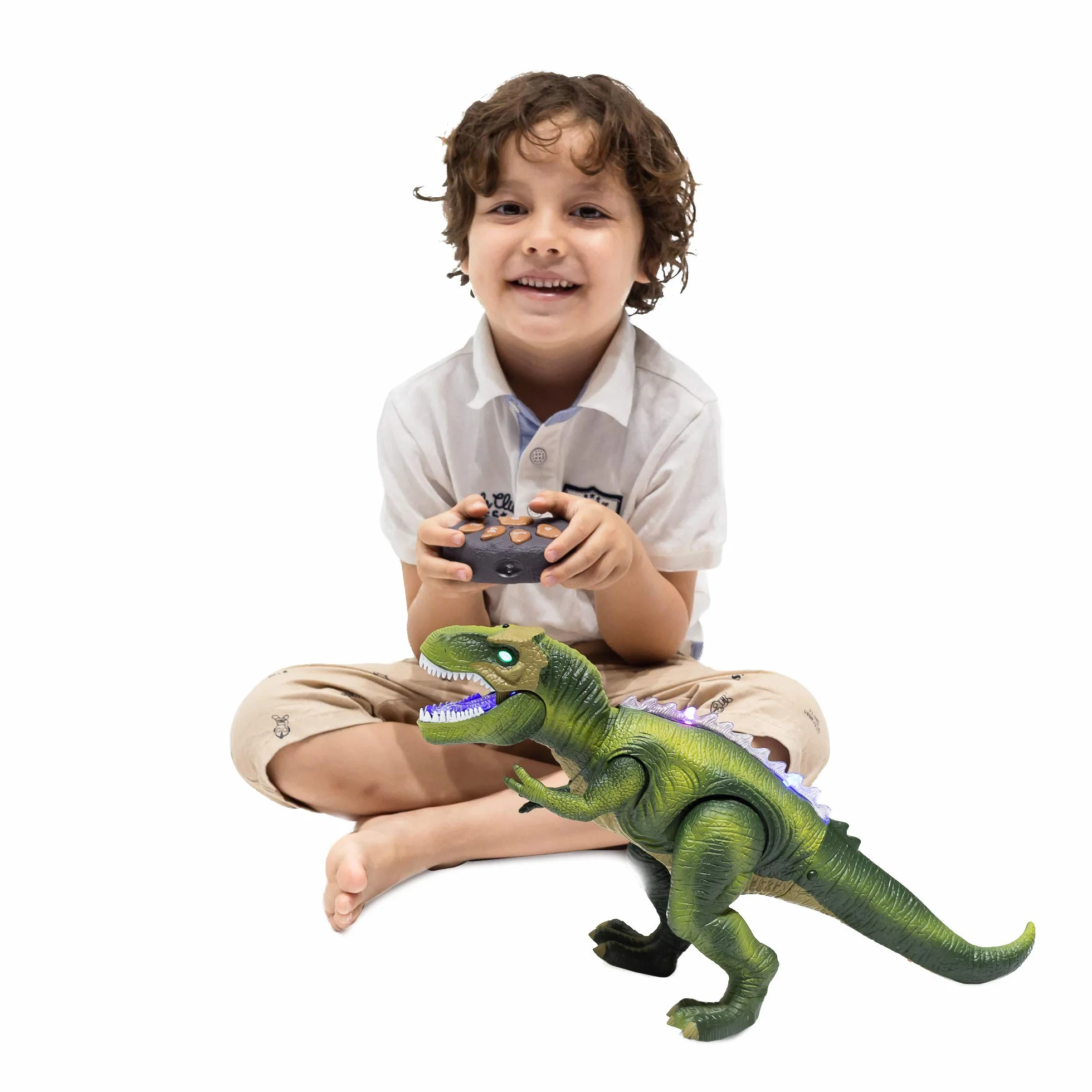 JOYIN Zdalnie sterowana zabawka dla dzieci, zabawka dinozaur T-Rex, dinozaur z chodzeniem, rykiem, świecącymi oczami i wstrząsami głową dla małych dzieci, chłopców i dziewczynek