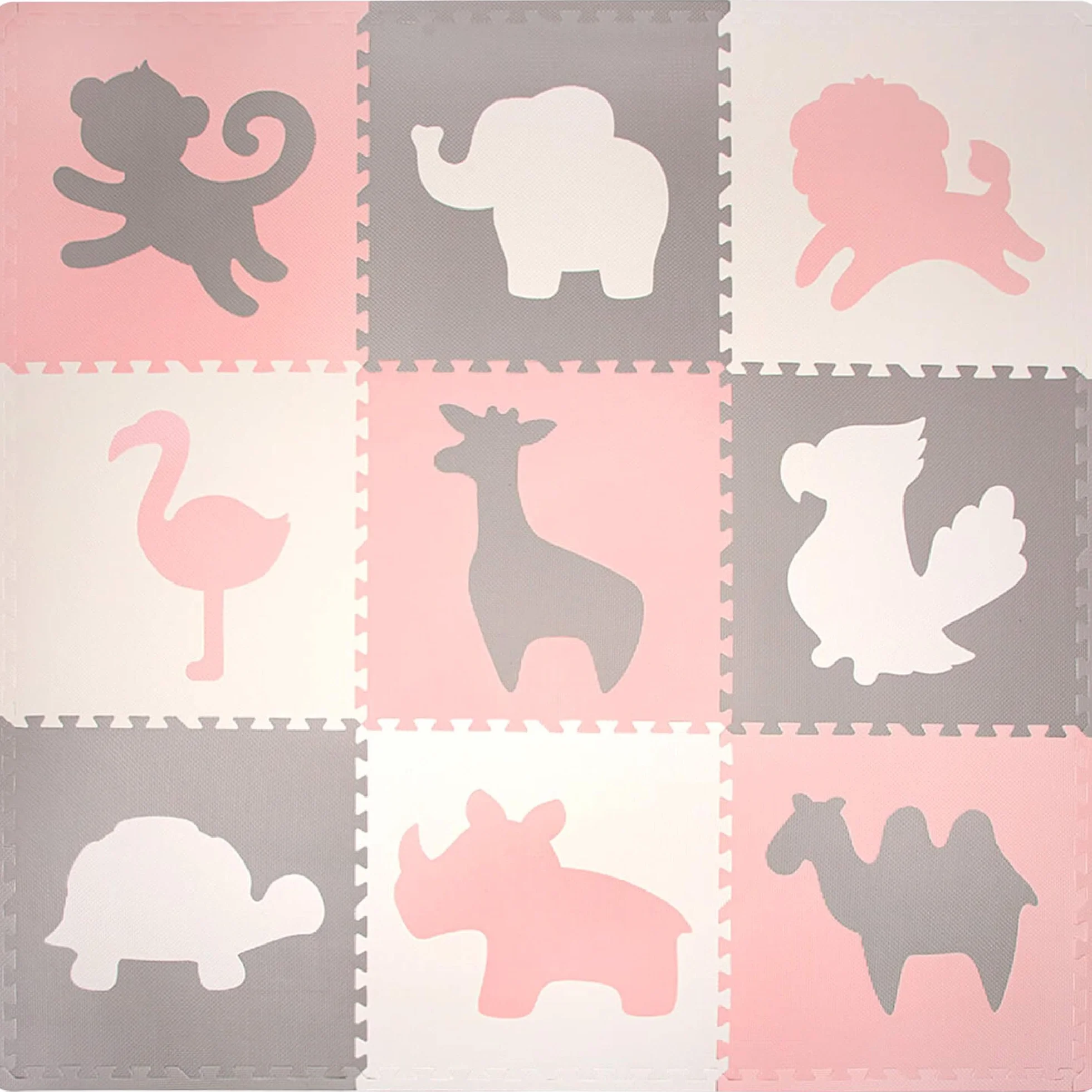 Stylowa Mata Puzzle dla Niemowląt 1,8x1,8m Afryka – 9 XXL Płyt 60x60cm – 20% Grubsza & Miękka Mata do Zabawy dla Dzieci – Bezpieczna, Bezwonna, Łatwa w Czyszczeniu Mata do Raczkowania
