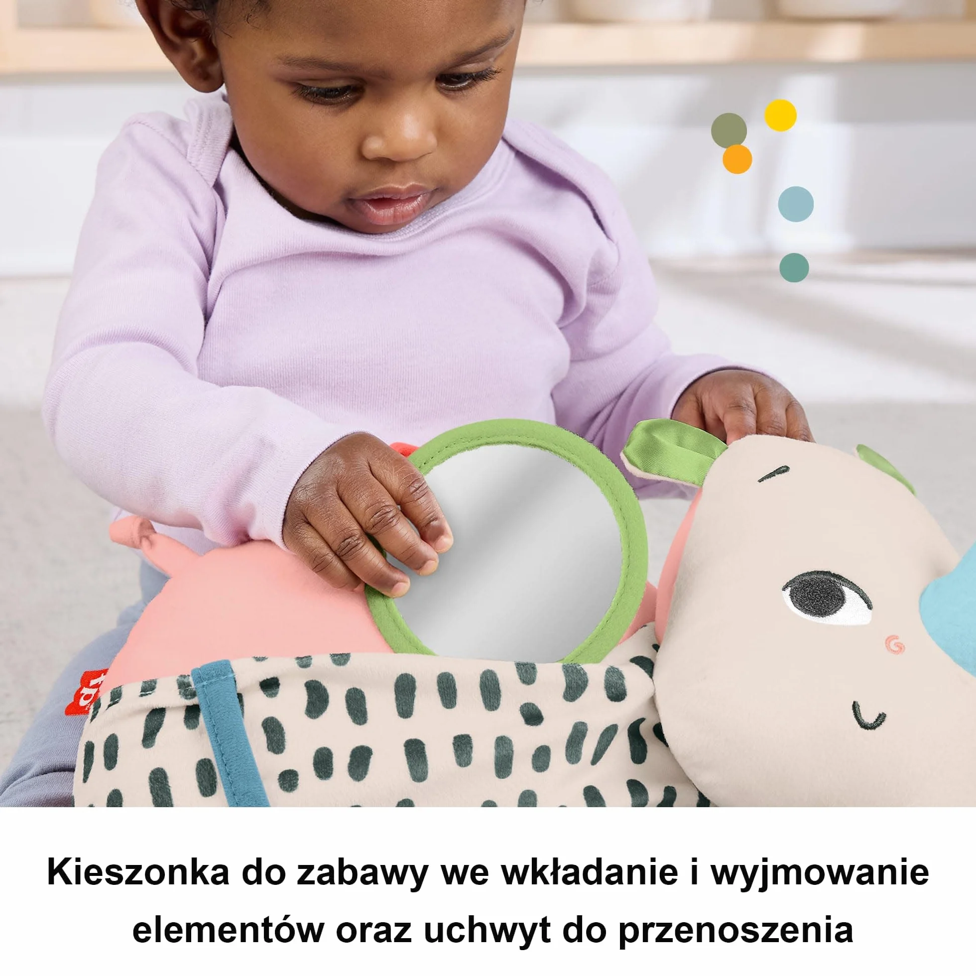 Fisher-Price Planet Friends Nosorożec aktywizujący Miękka zabawka sensoryczna do zabawy na brzuszku, HYR55