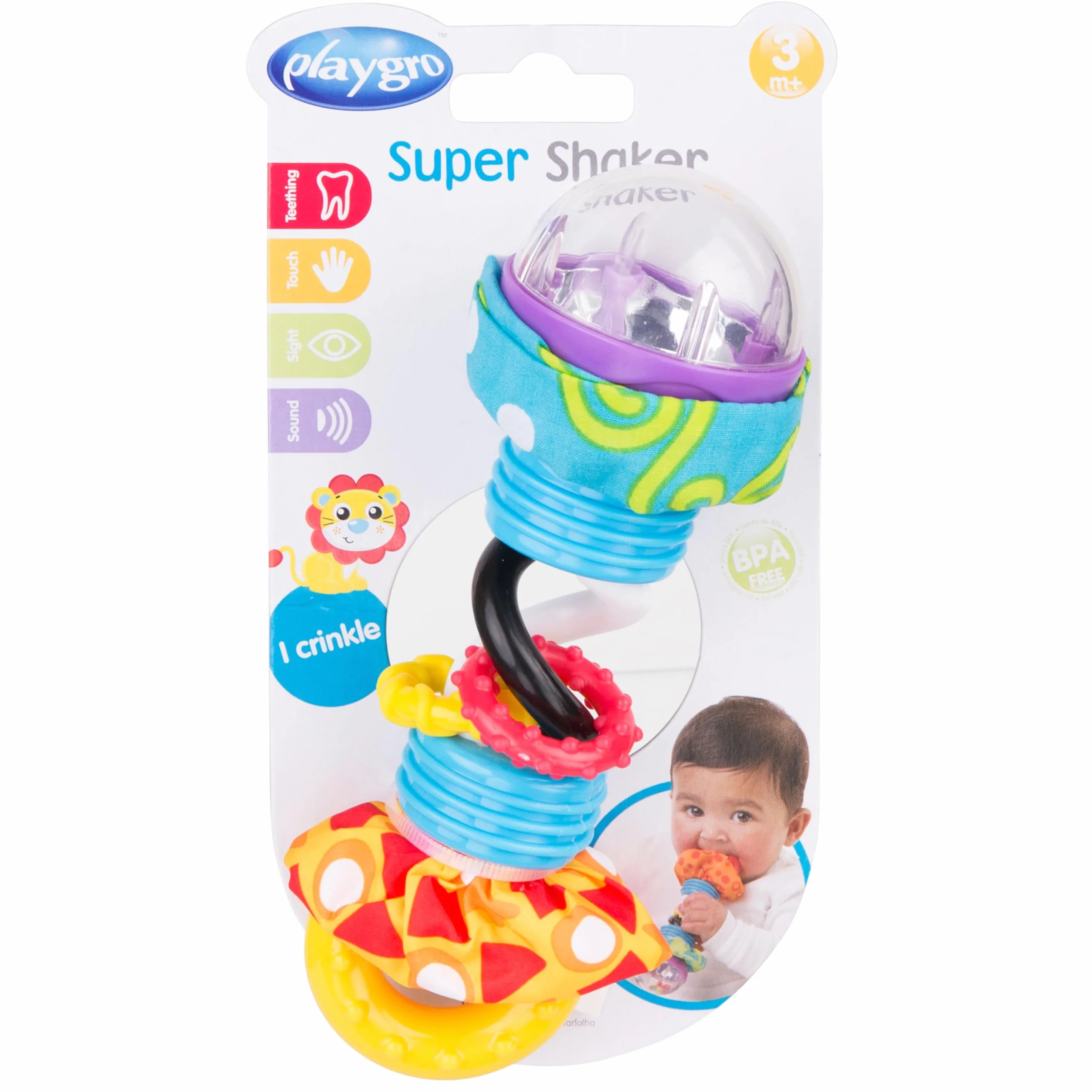 Playgro 764285 grzechotka Super Shaker, od 3 miesięcy, super shaker, kolorowa, 40097