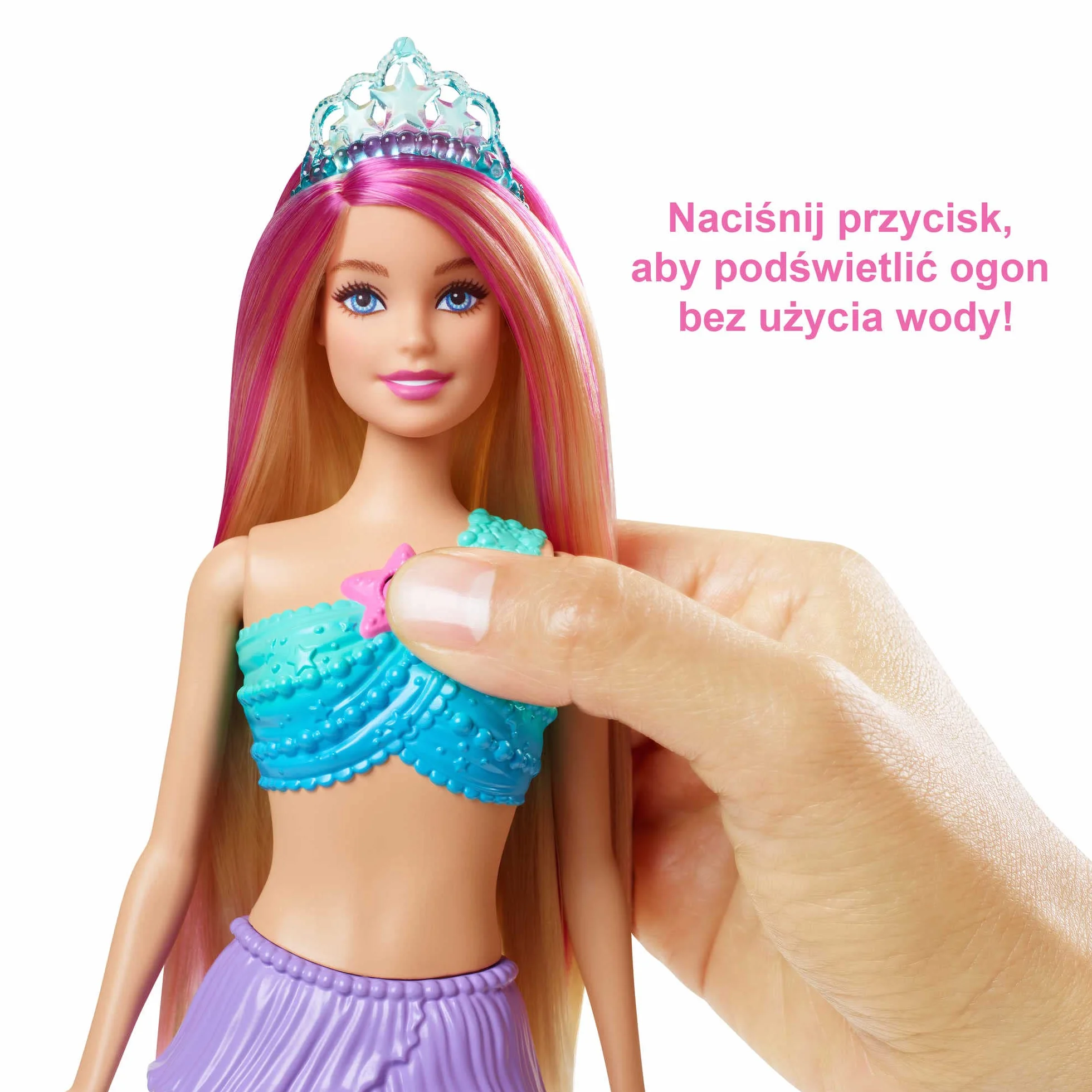 Barbie Dreamtopia Malibu Syrenka Migoczące światełka Lalka, HDJ36